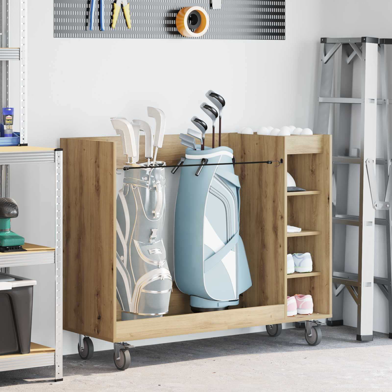 vidaXL Golf Schrank Mit Rad Uni Artisan-Eiche 120 x 45 x 98 cm