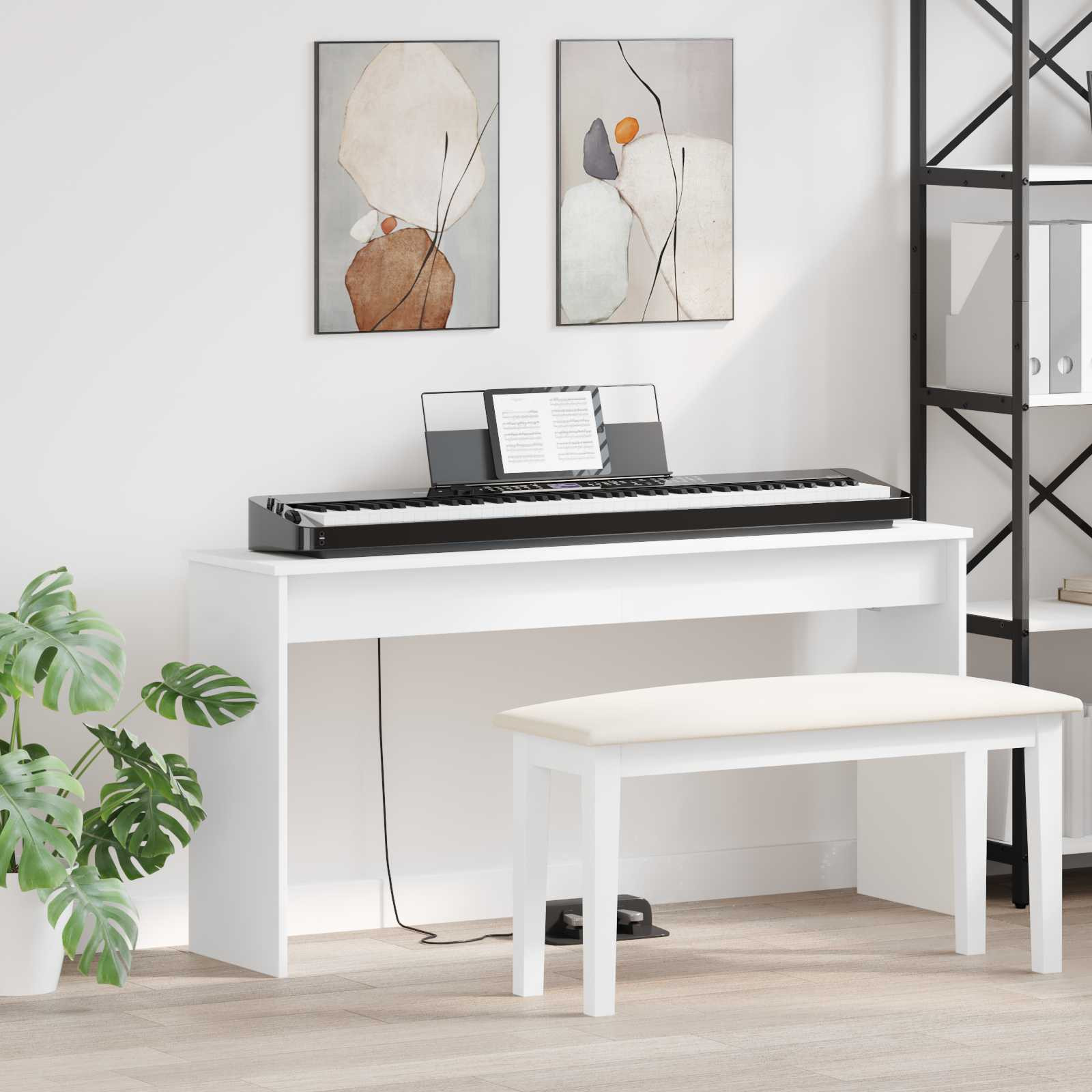 vidaXL Klavierständer Weiß 130 x 32 x 64 cm Holzwerkstoff
