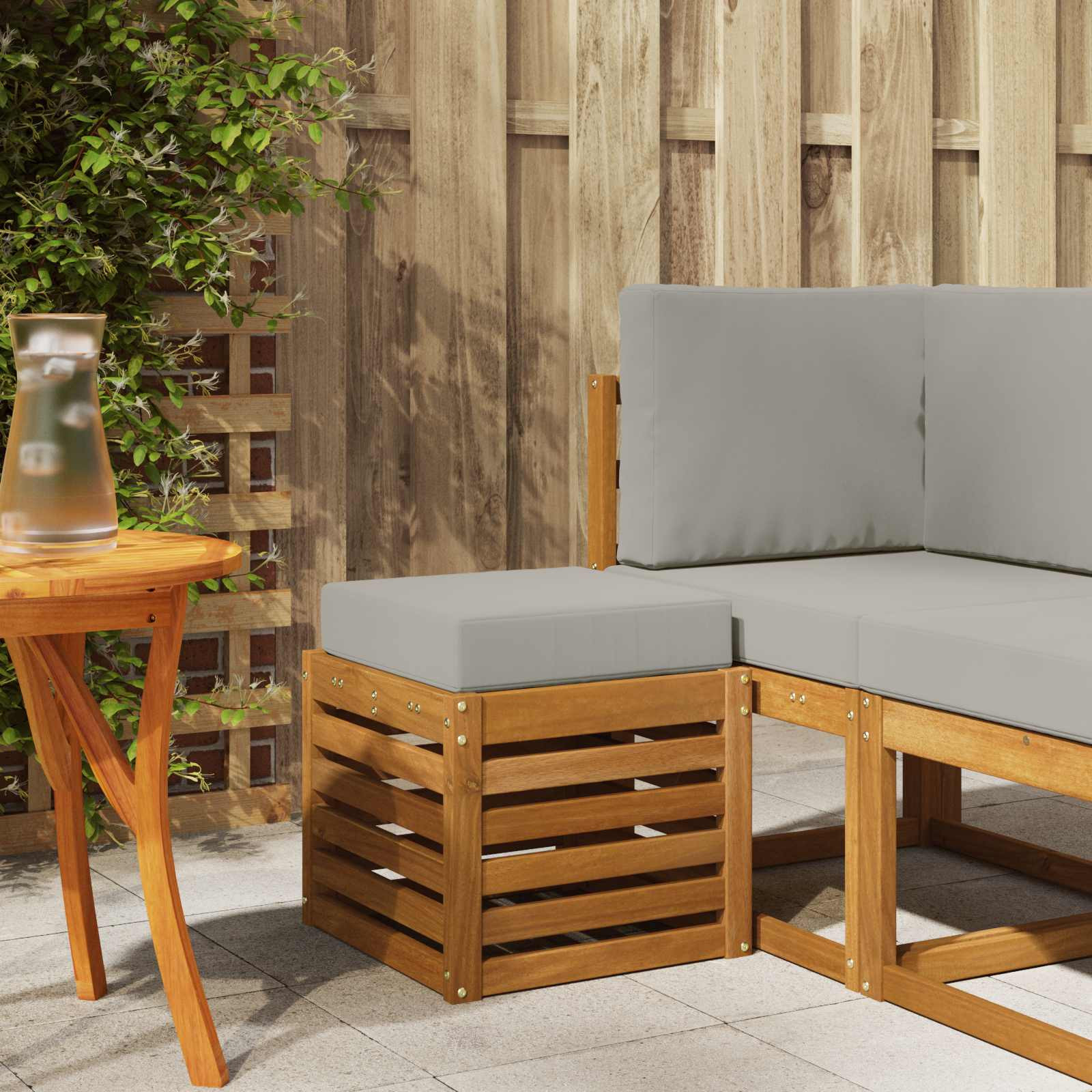 vidaXL Outdoor Hocker Bank Massivholz Akazie Natur