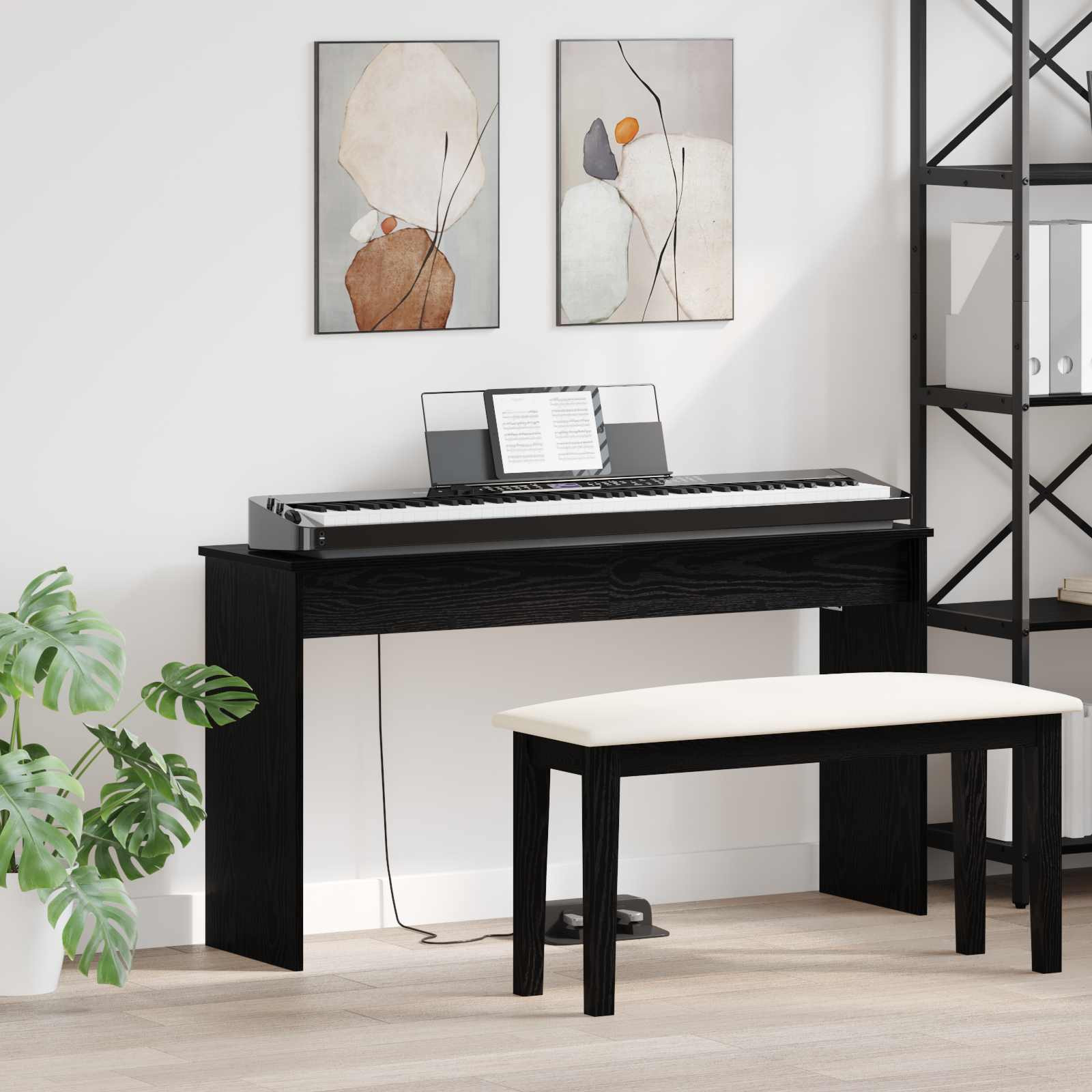 vidaXL Klavierständer Schwarz Eichen-Optik 120 x 32 x 64 cm