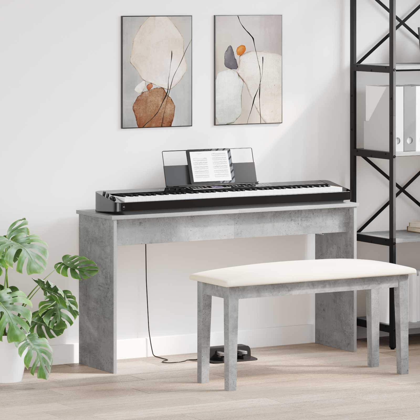vidaXL Klavierständer Beton Grau 120 x 32 x 64 cm Holzwerkstoff