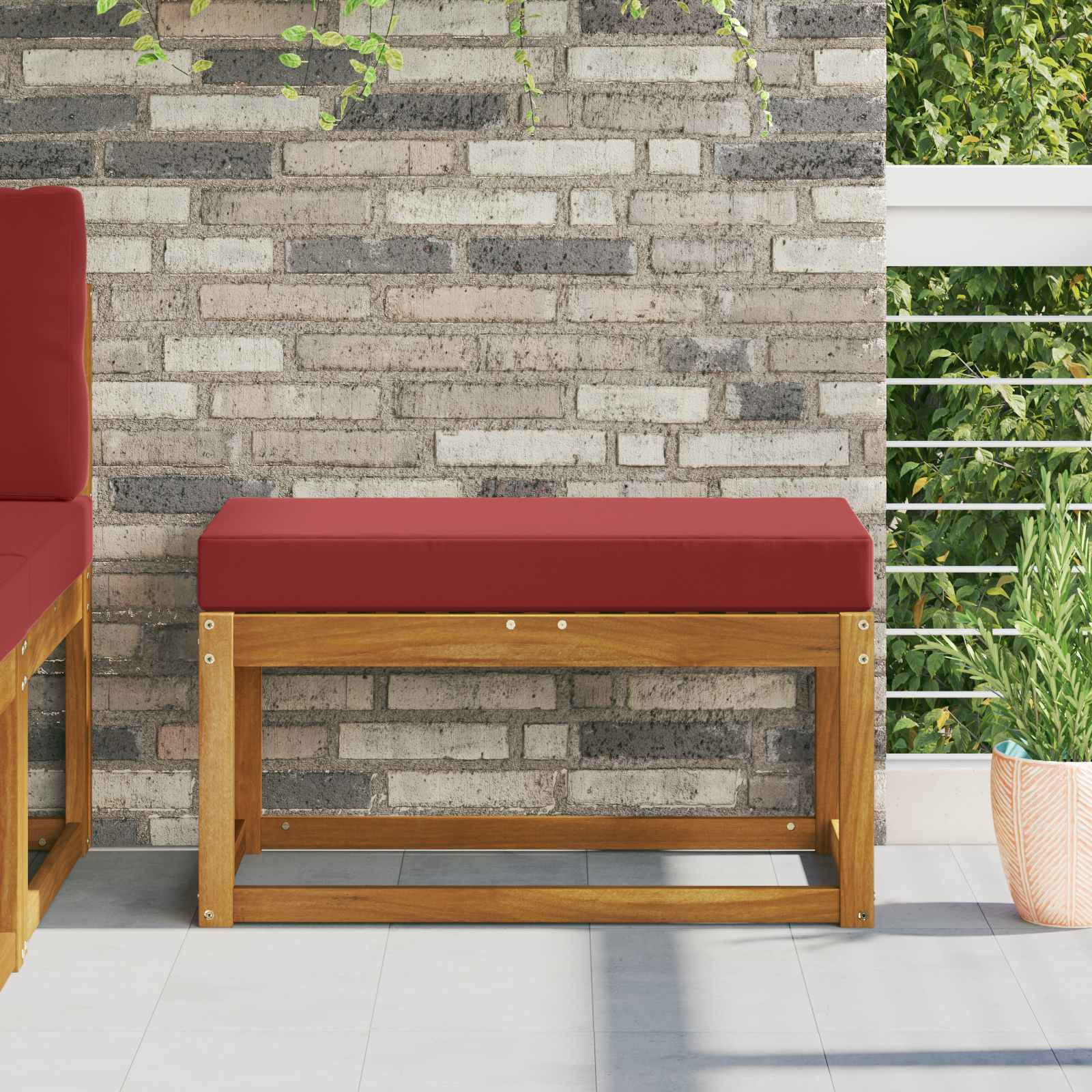 vidaXL Sitzkissen für Outdoor Weinrot 80 x 40 x 8 cm 100 % Polyester