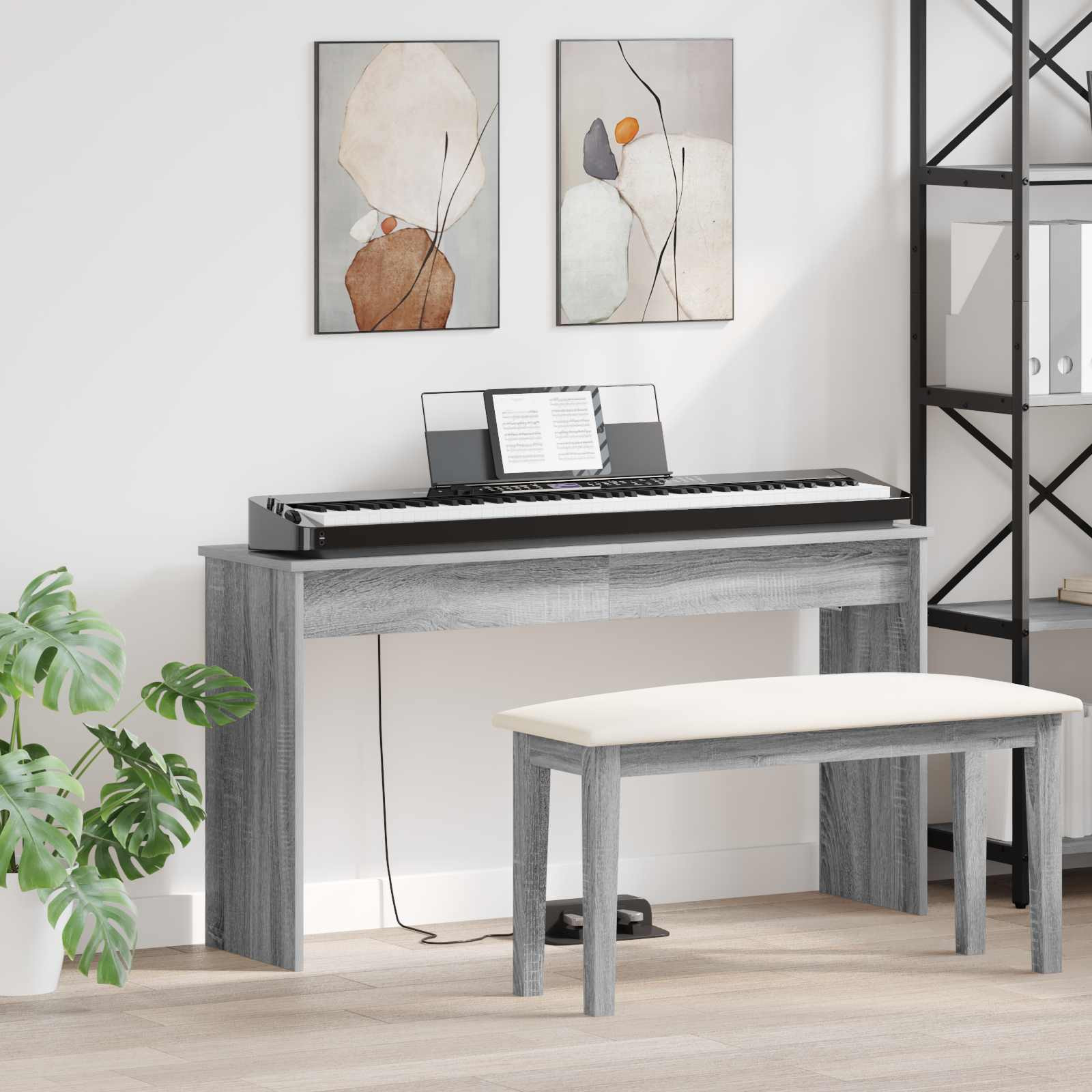 vidaXL Klavierständer Graues Sonoma 120 x 32 x 64 cm Holzwerkstoff