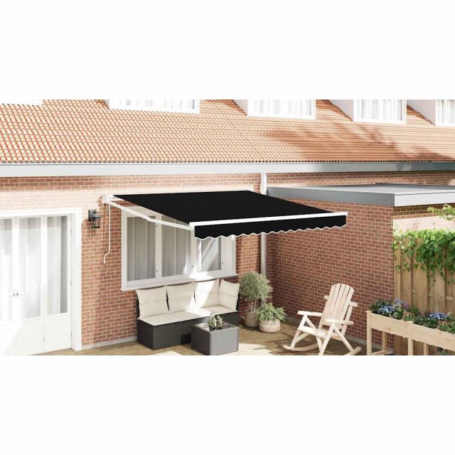 vidaXL Ausziehbare Markise Schwarz 350 x 250 cm Polyester und Metall