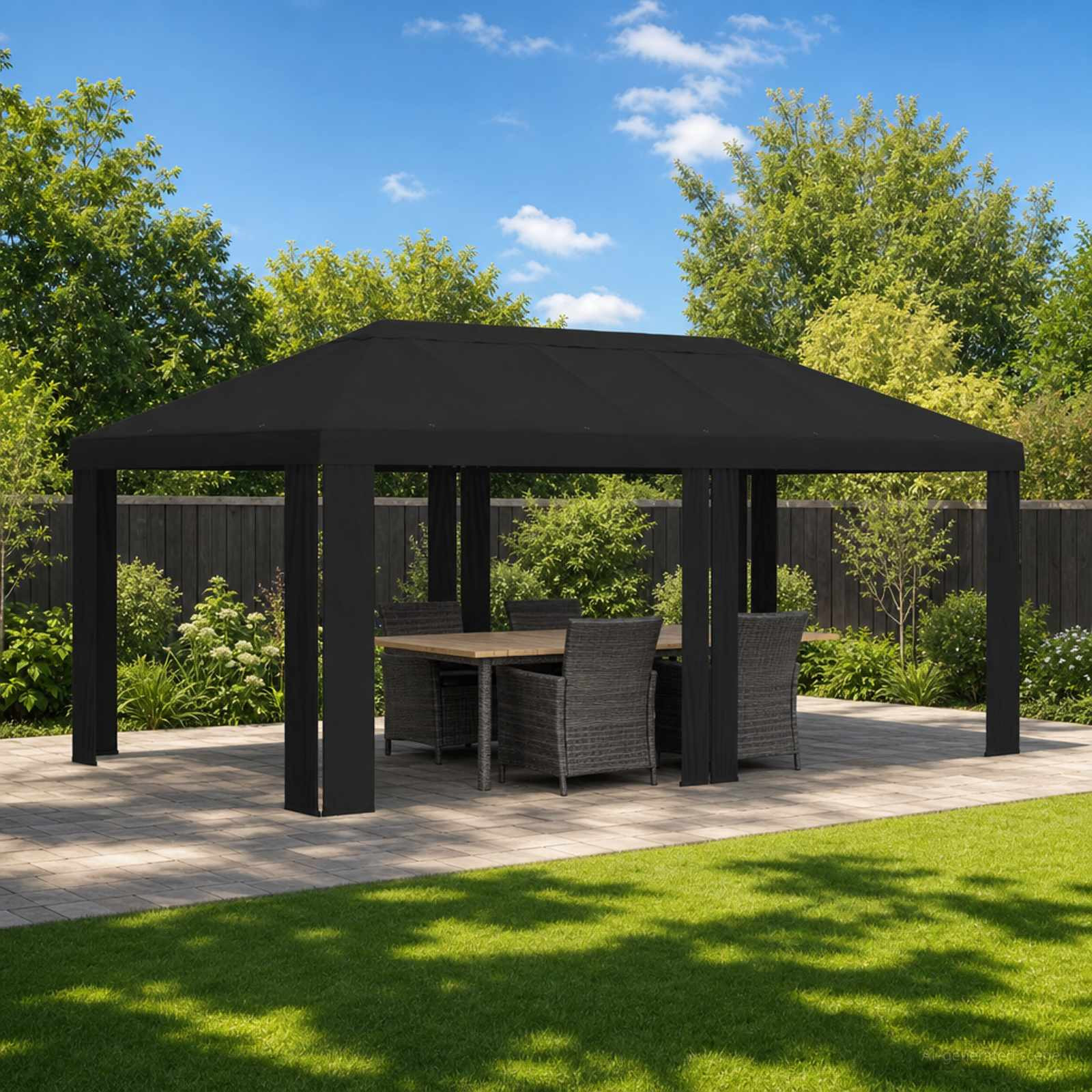 vidaXL Pavillon Abdeckung 6 x 3 m Schwarz Polyester 190 gsm