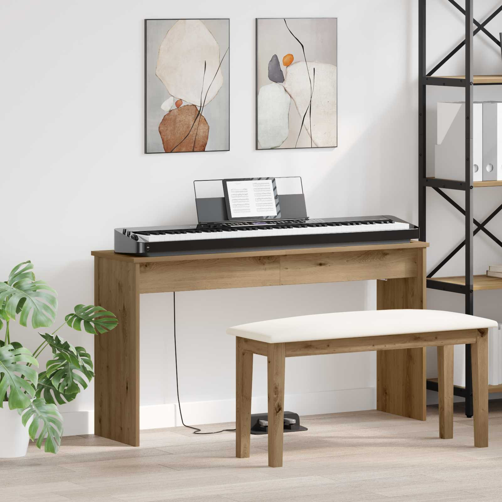 vidaXL Klavierständer Artisan-Eiche 120 x 32 x 64 cm Holzwerkstoff