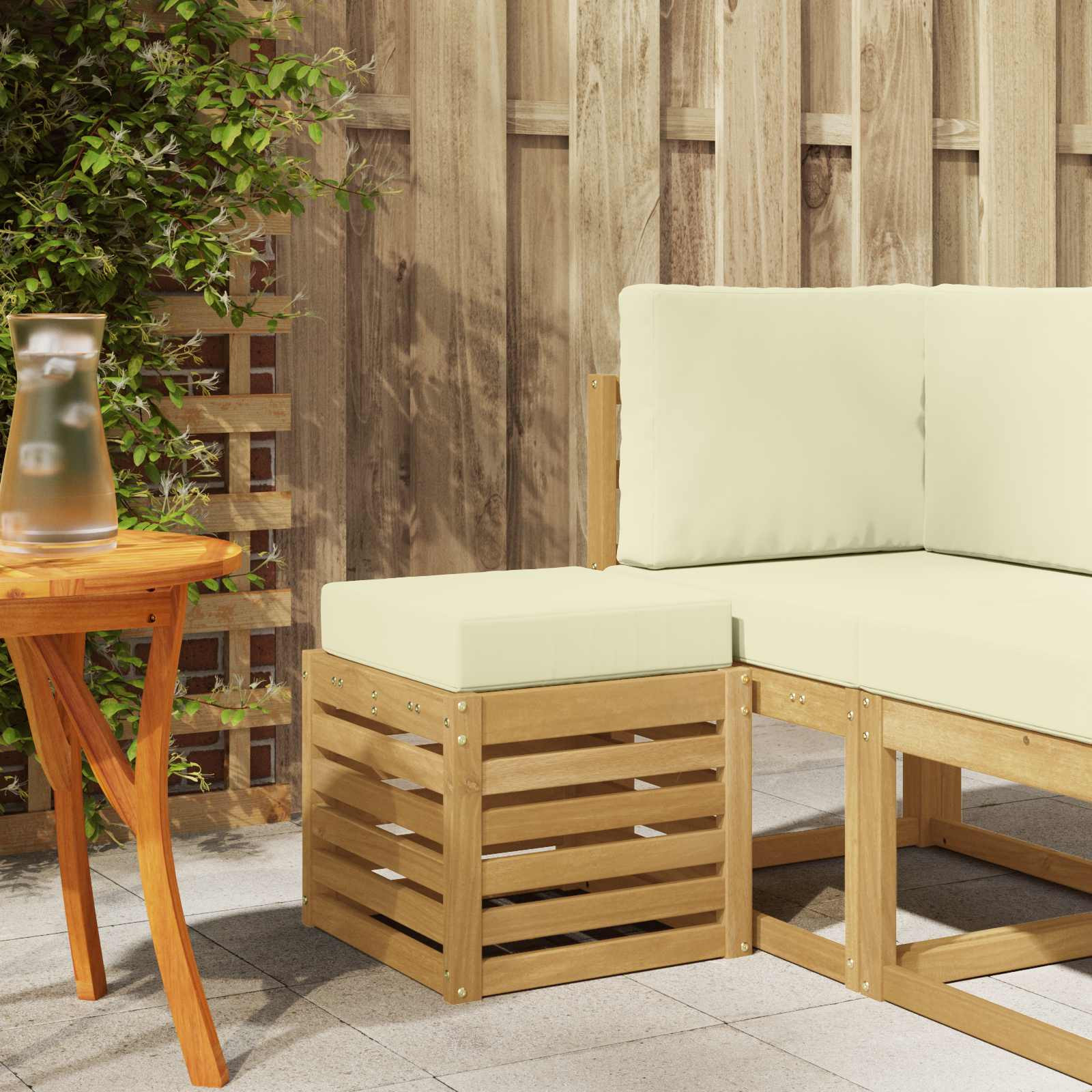 vidaXL Outdoor Hocker Bank Weiß 43 x 43 x 45 cm Massivholz Akazie