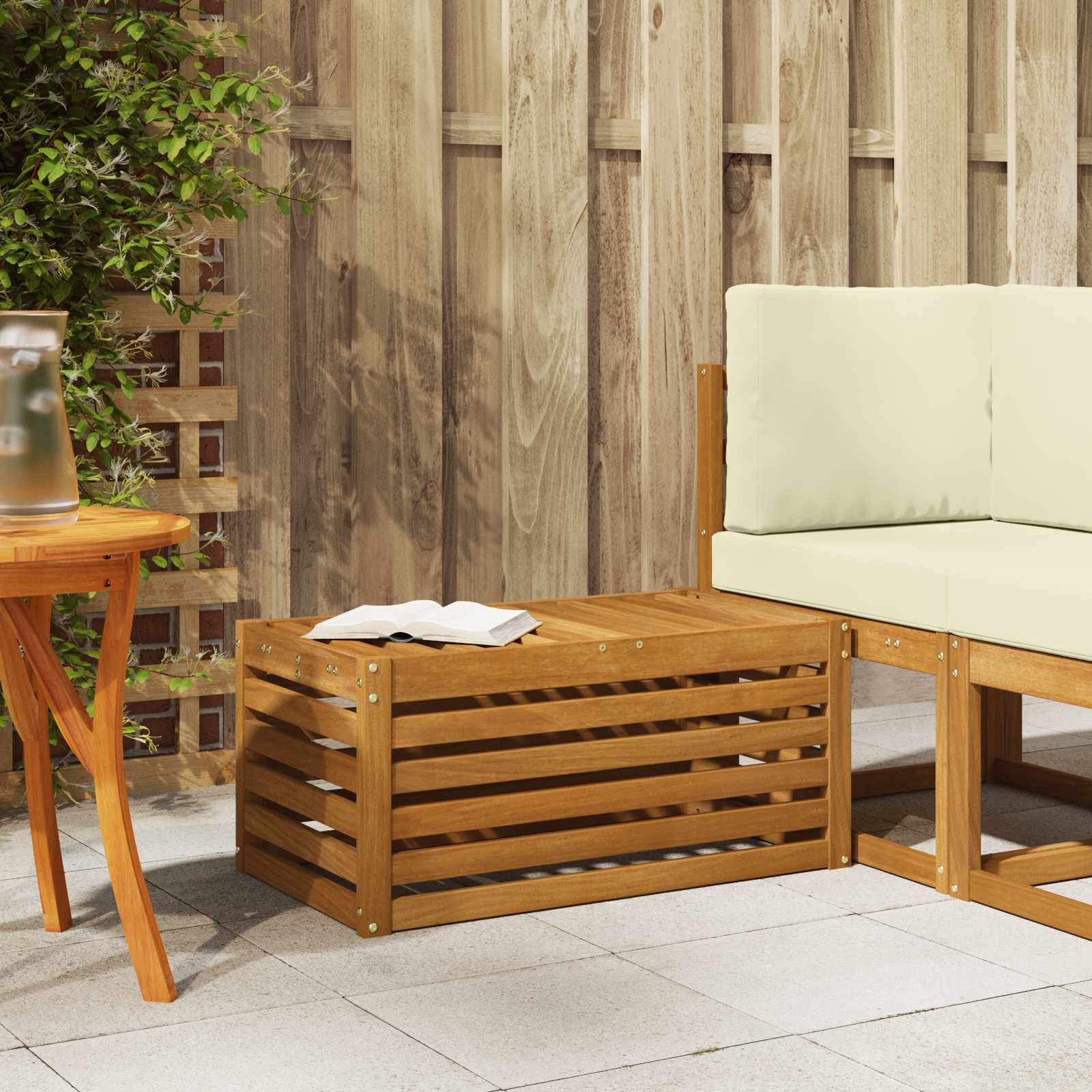 vidaXL Outdoor Hocker Bank Natur 79 x 43 x 37 cm Massivholz Akazie
