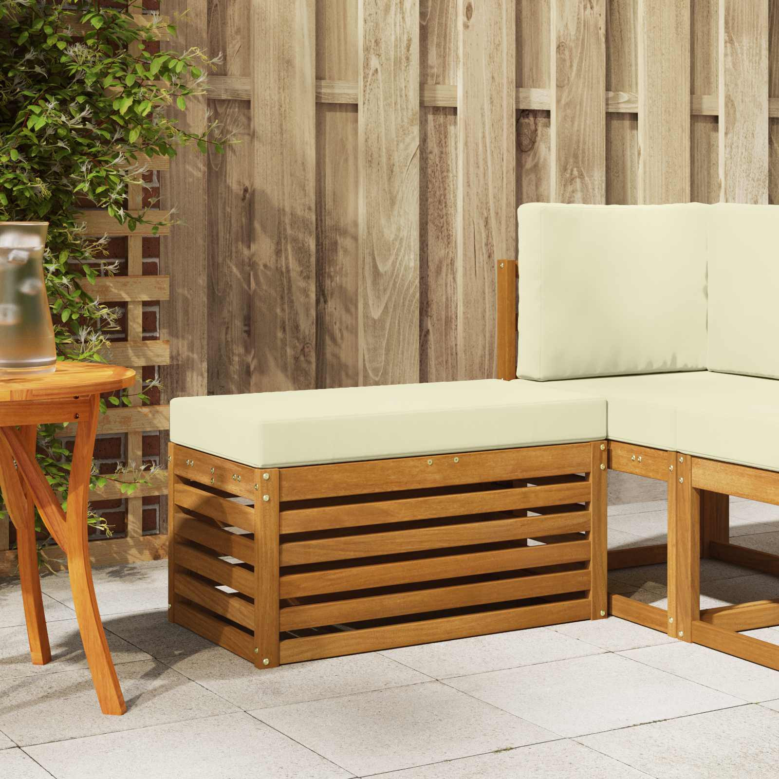 vidaXL Outdoor Hocker Bank Massivholz Akazie Natur
