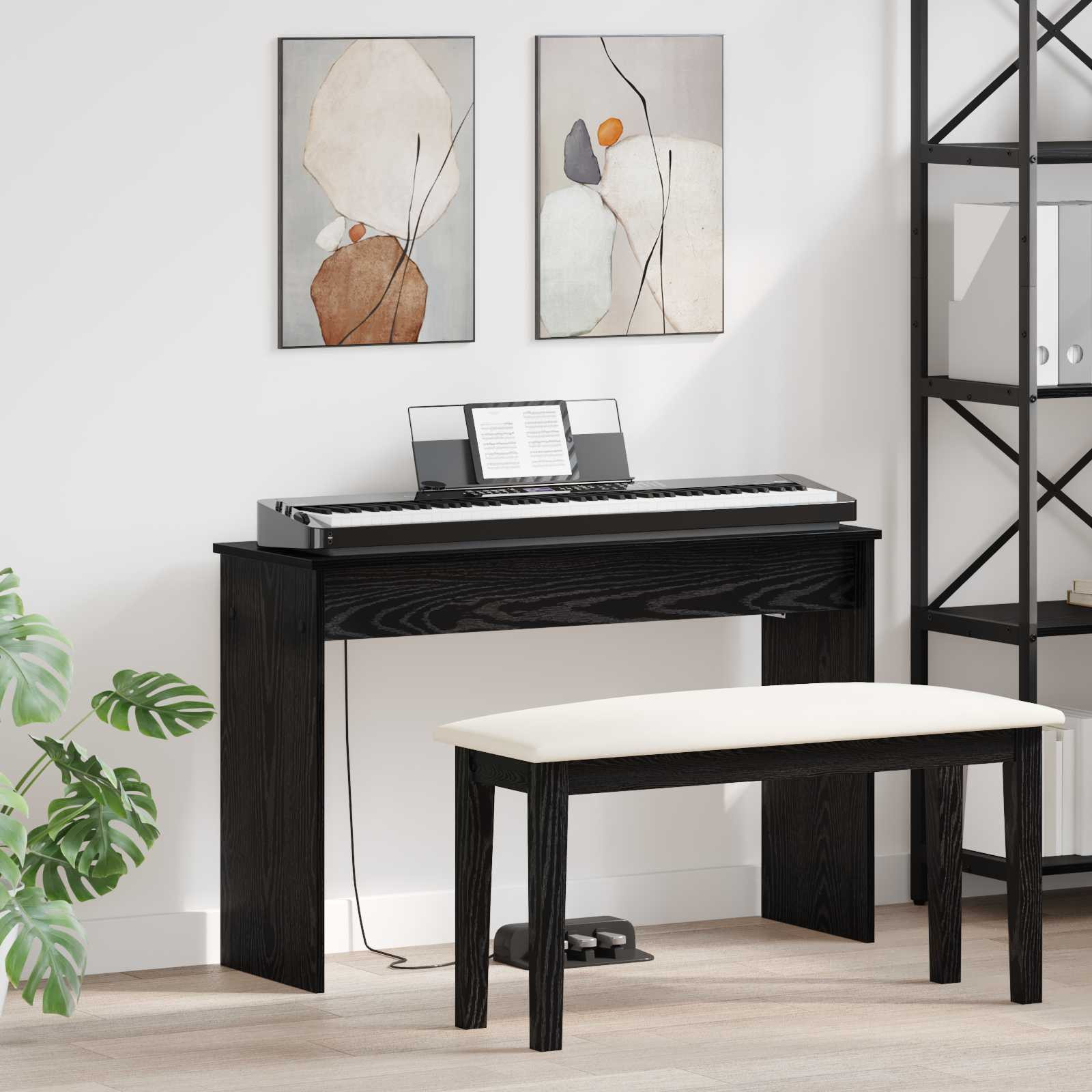 vidaXL Klavierständer Schwarz Eichen-Optik 100 x 32 x 64 cm