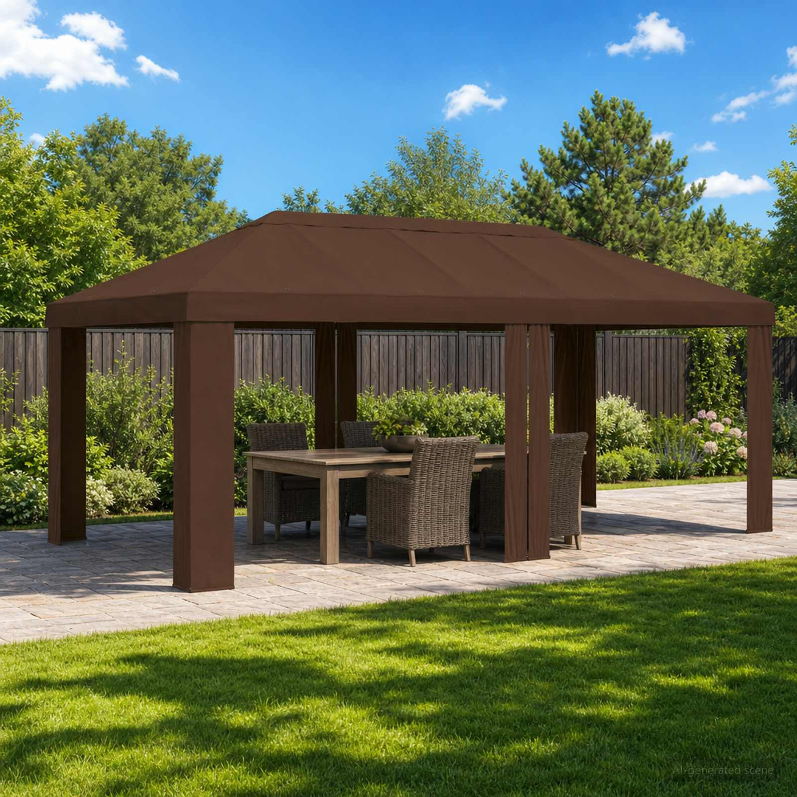 vidaXL Pavillon Abdeckung 6 x 3 m Braun Polyester 190 gsm