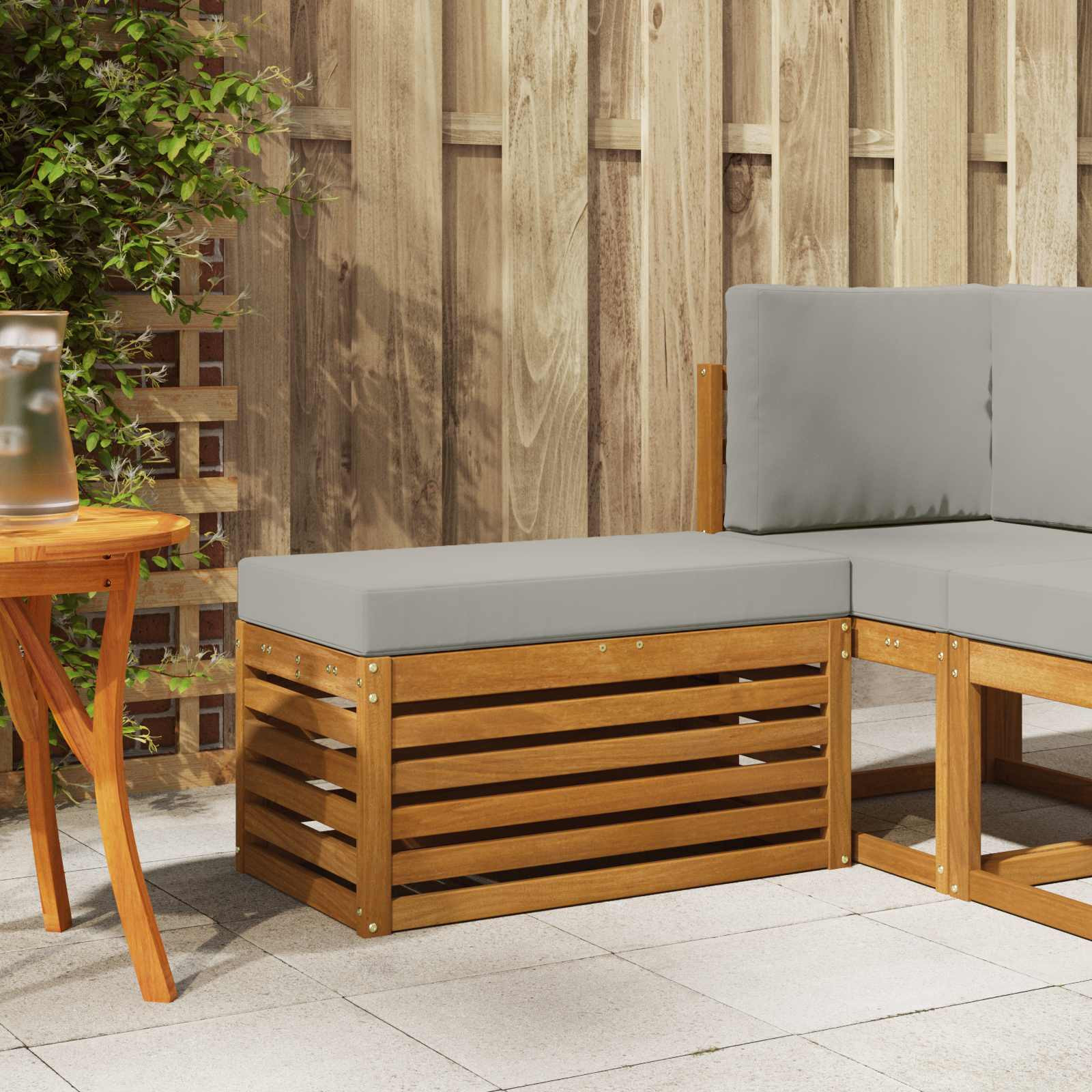 vidaXL Outdoor Hocker Bank Massivholz Akazie Natur
