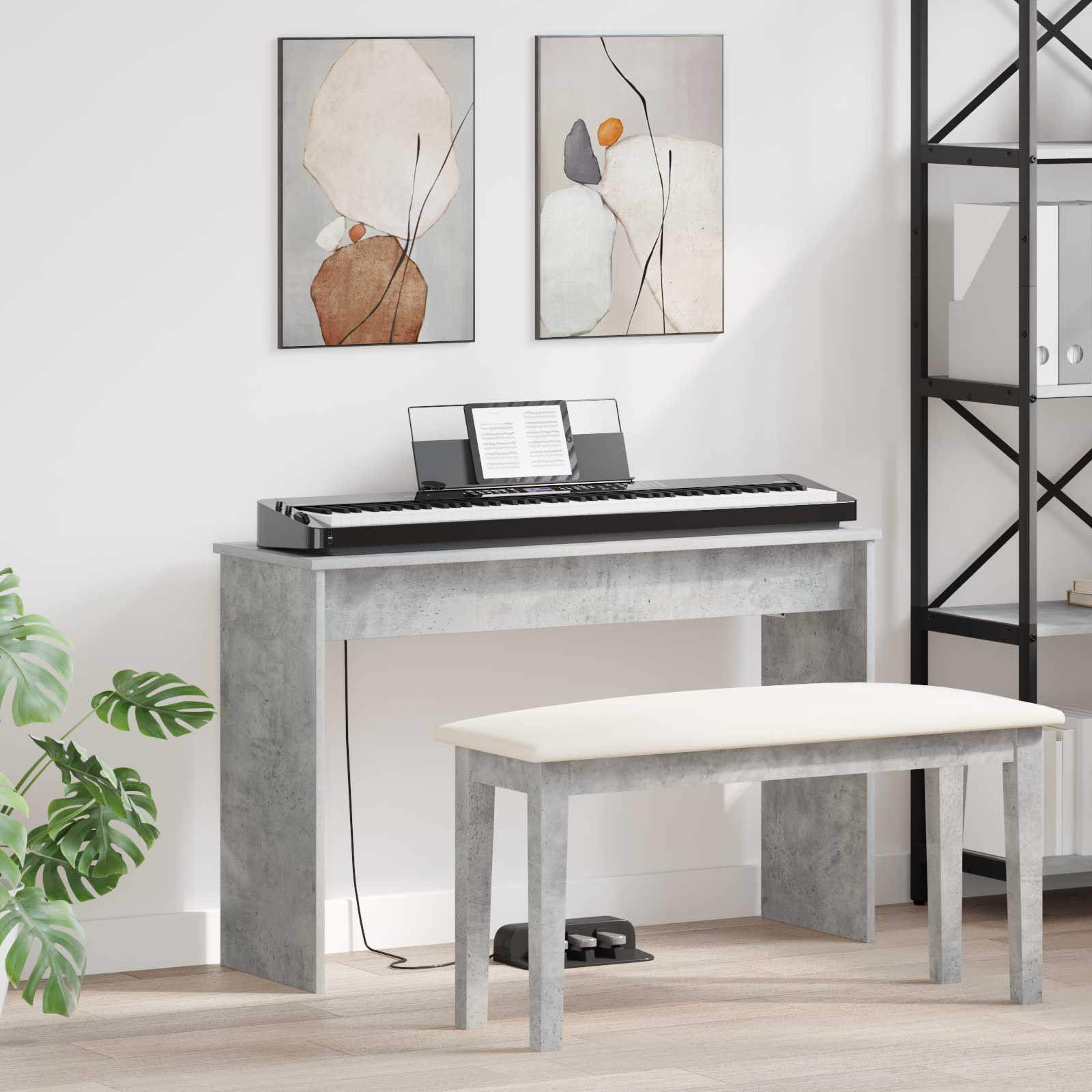 vidaXL Klavierständer Beton Grau 100 x 32 x 64 cm Holzwerkstoff