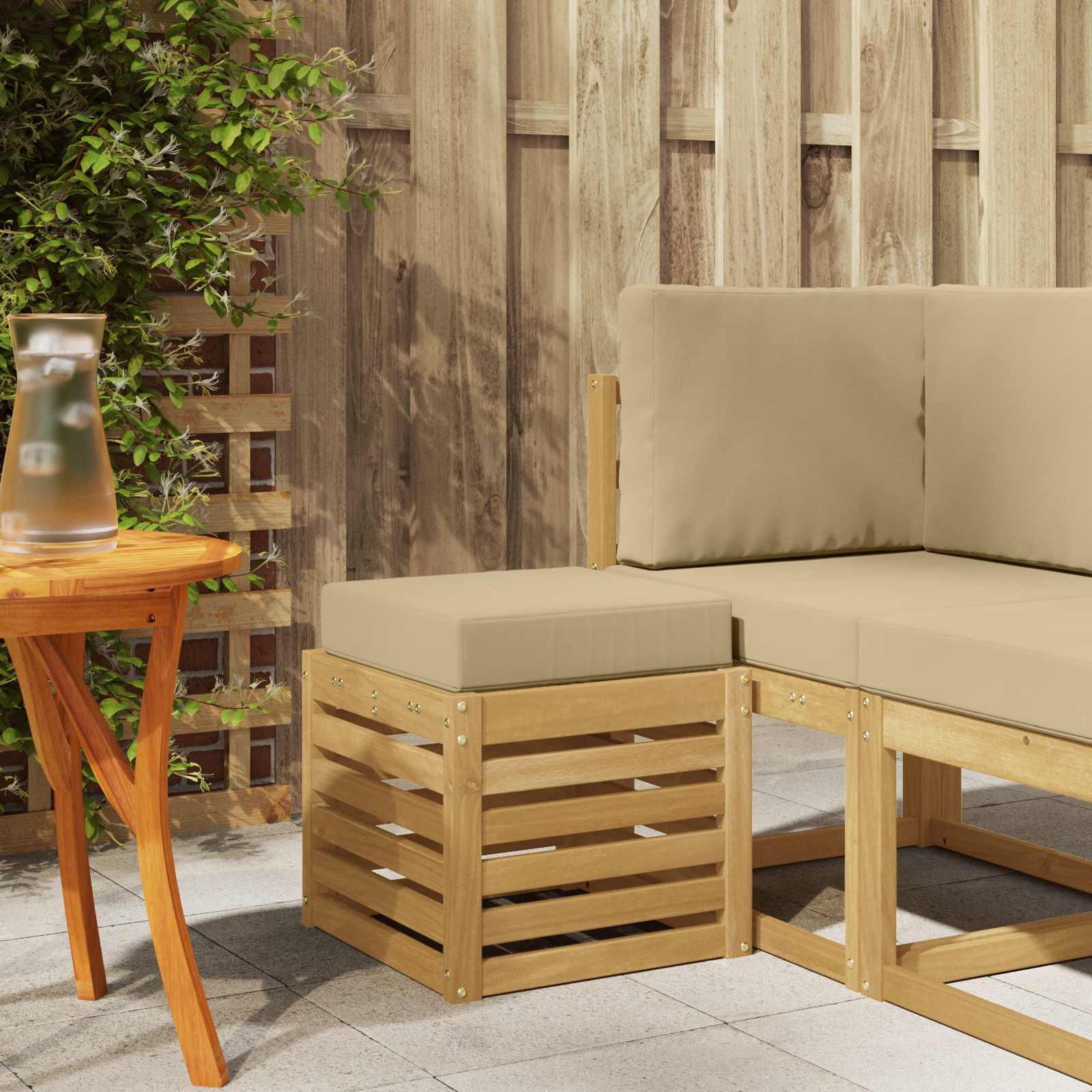 vidaXL Outdoor Hocker Bank Weiß 43 x 43 x 45 cm Massivholz Akazie