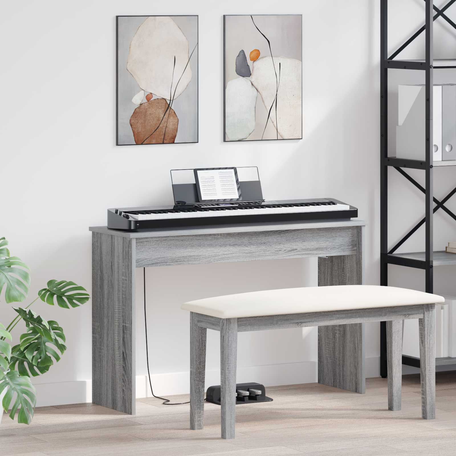 vidaXL Klavierständer Graues Sonoma 100 x 32 x 64 cm Holzwerkstoff