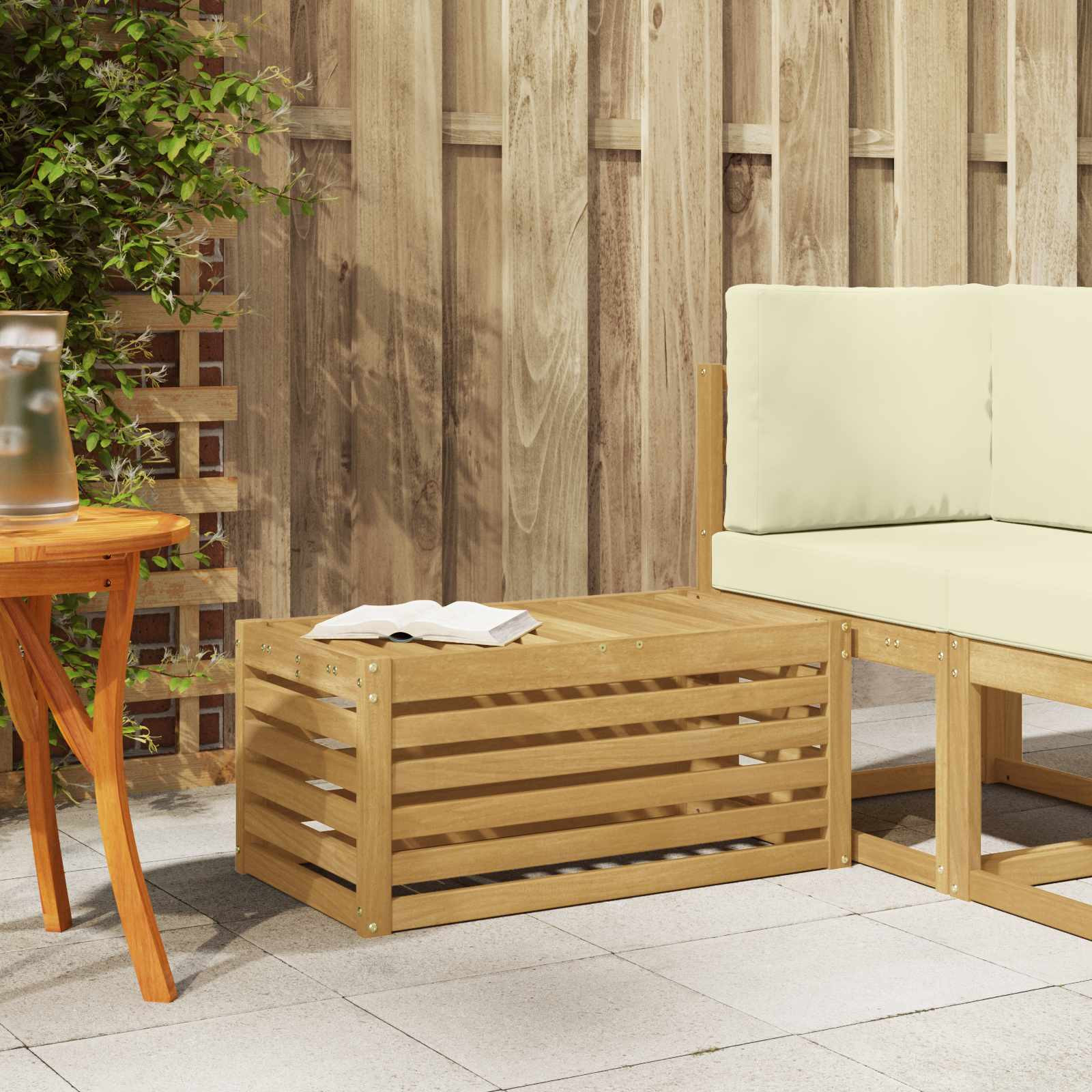 vidaXL Outdoor Hocker Bank Weiß 79 x 43 x 37 cm Massivholz Akazie