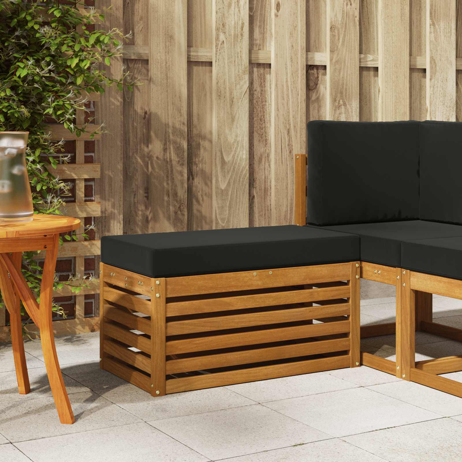 vidaXL Outdoor Hocker Bank Massivholz Akazie Natur