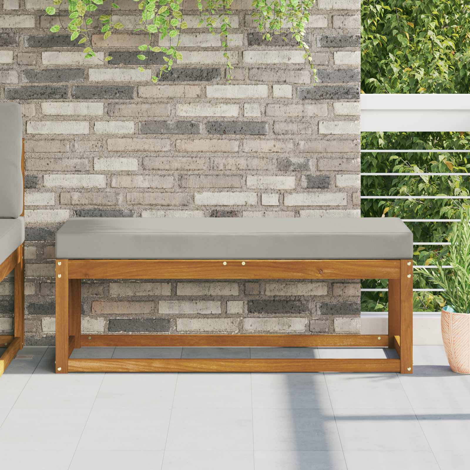 vidaXL Sitzkissen für Outdoor Grau 111,5 x 40 x 8 cm 100 % Polyester