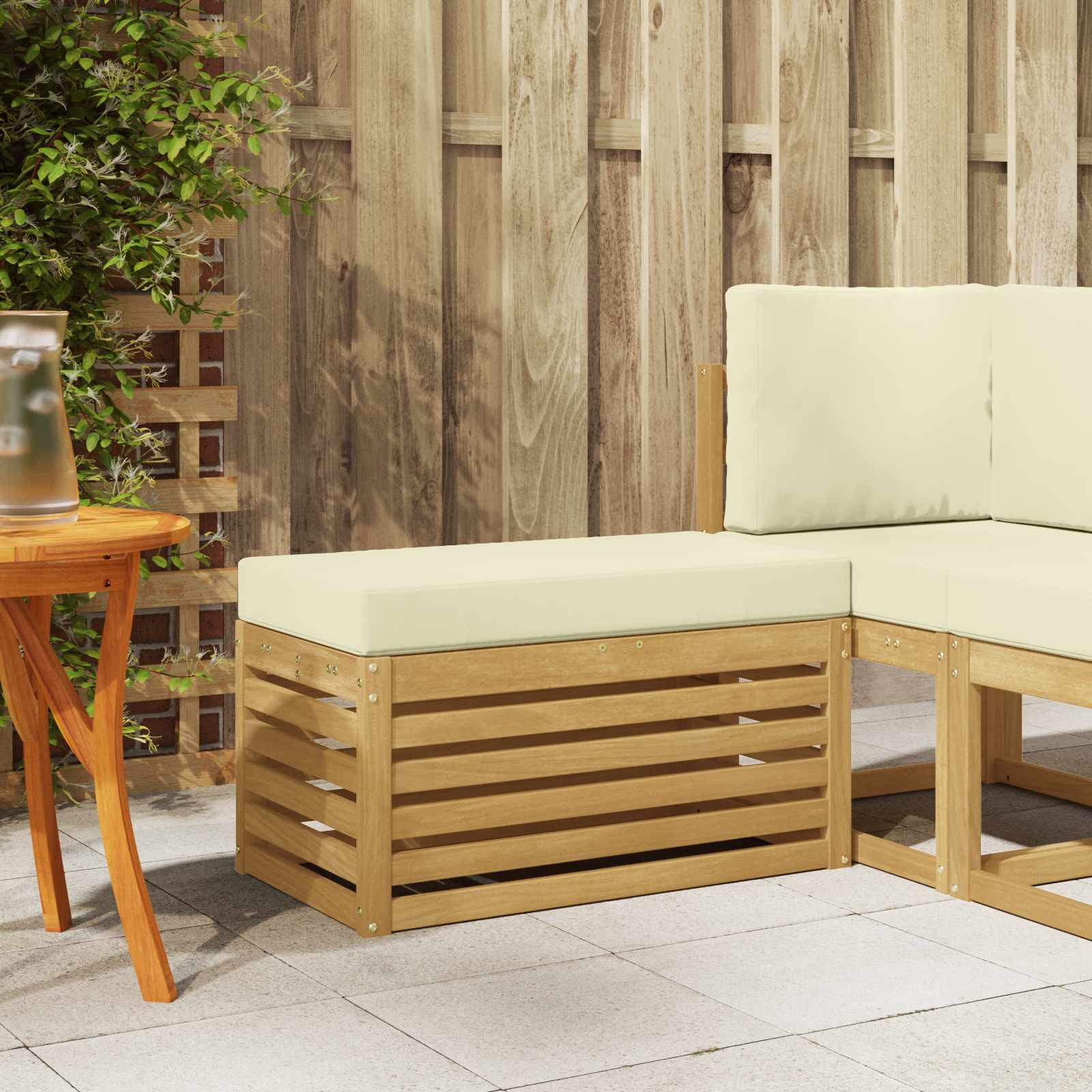 vidaXL Outdoor Hocker Bank Weiß 80 x 43 x 45 cm Massivholz Akazie
