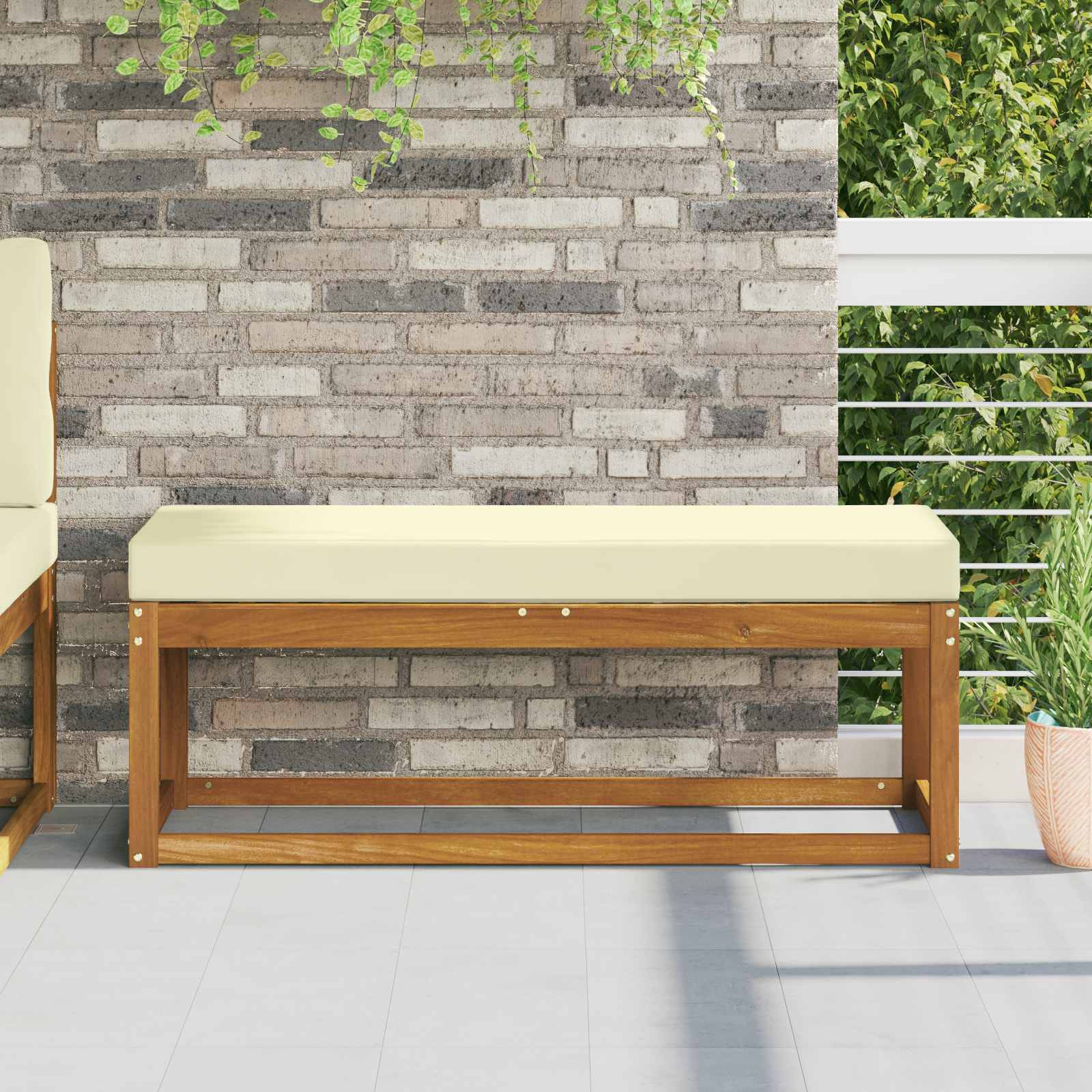 vidaXL Sitzkissen für Outdoor Creme 115 x 40 x 8 cm 100 % Polyester