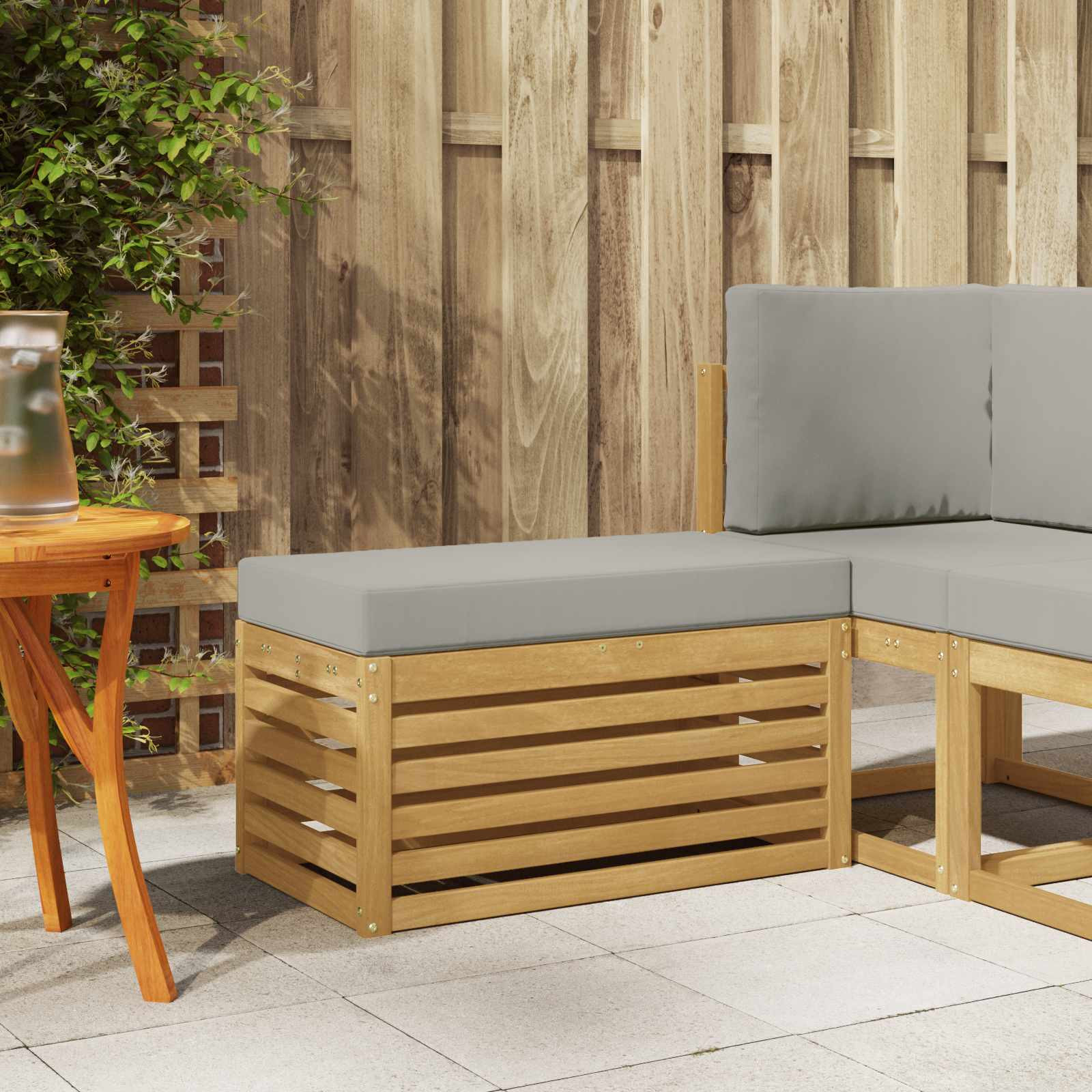 vidaXL Outdoor Hocker Bank Weiß 80 x 43 x 45 cm Massivholz Akazie