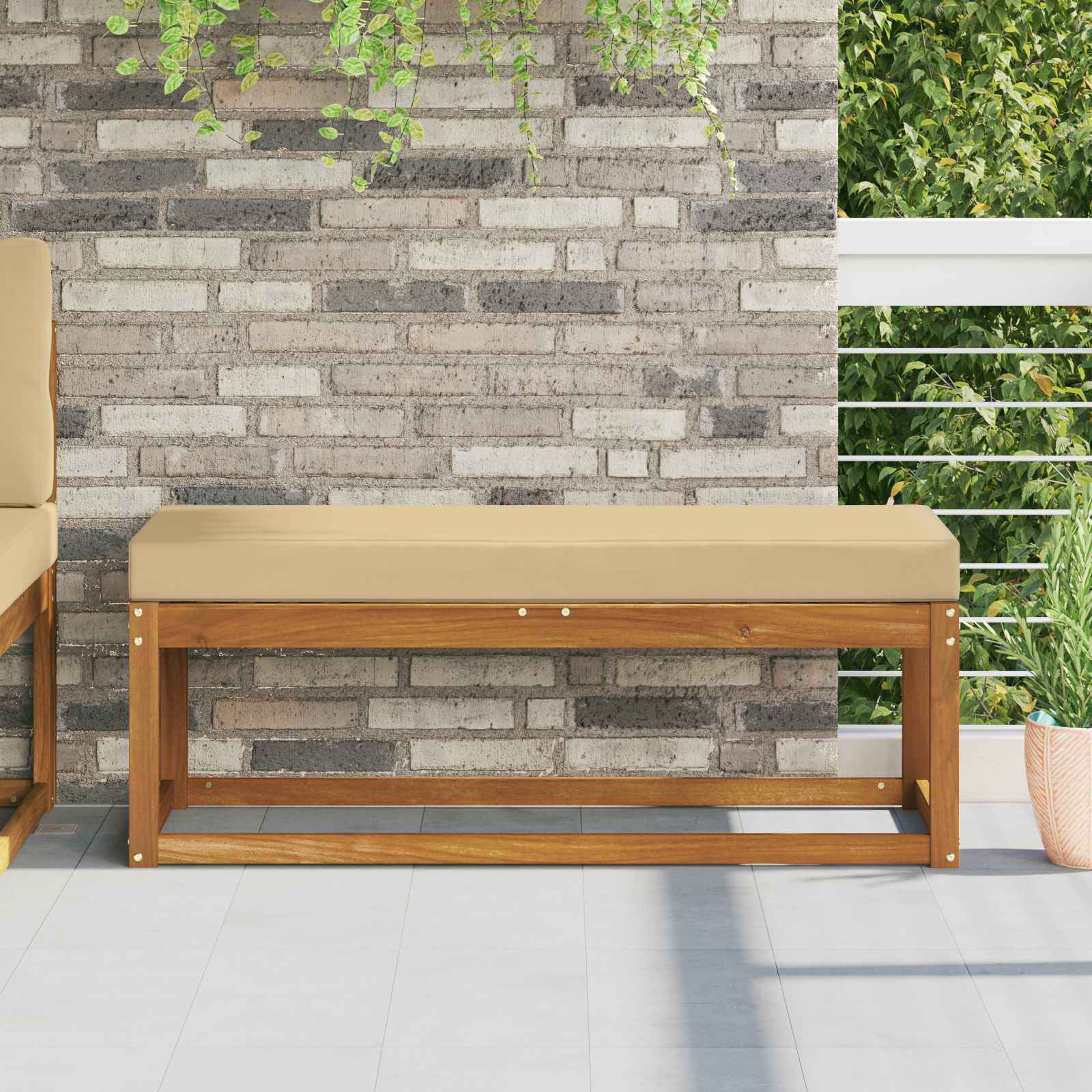 vidaXL Sitzkissen für Outdoor Beige 115 x 40 x 8 cm 100 % Polyester