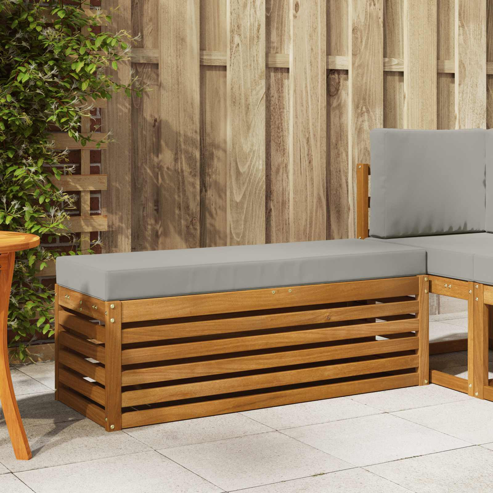 vidaXL Outdoor Hocker Bank Massivholz Akazie Natur