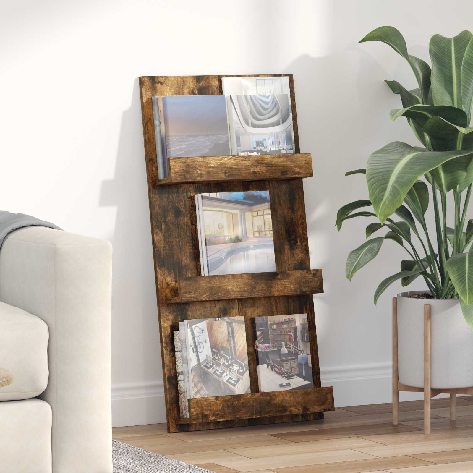 vidaXL Magazinregal Geräucherte Eiche 51 x 11 x 102 cm Holzwerkstoff