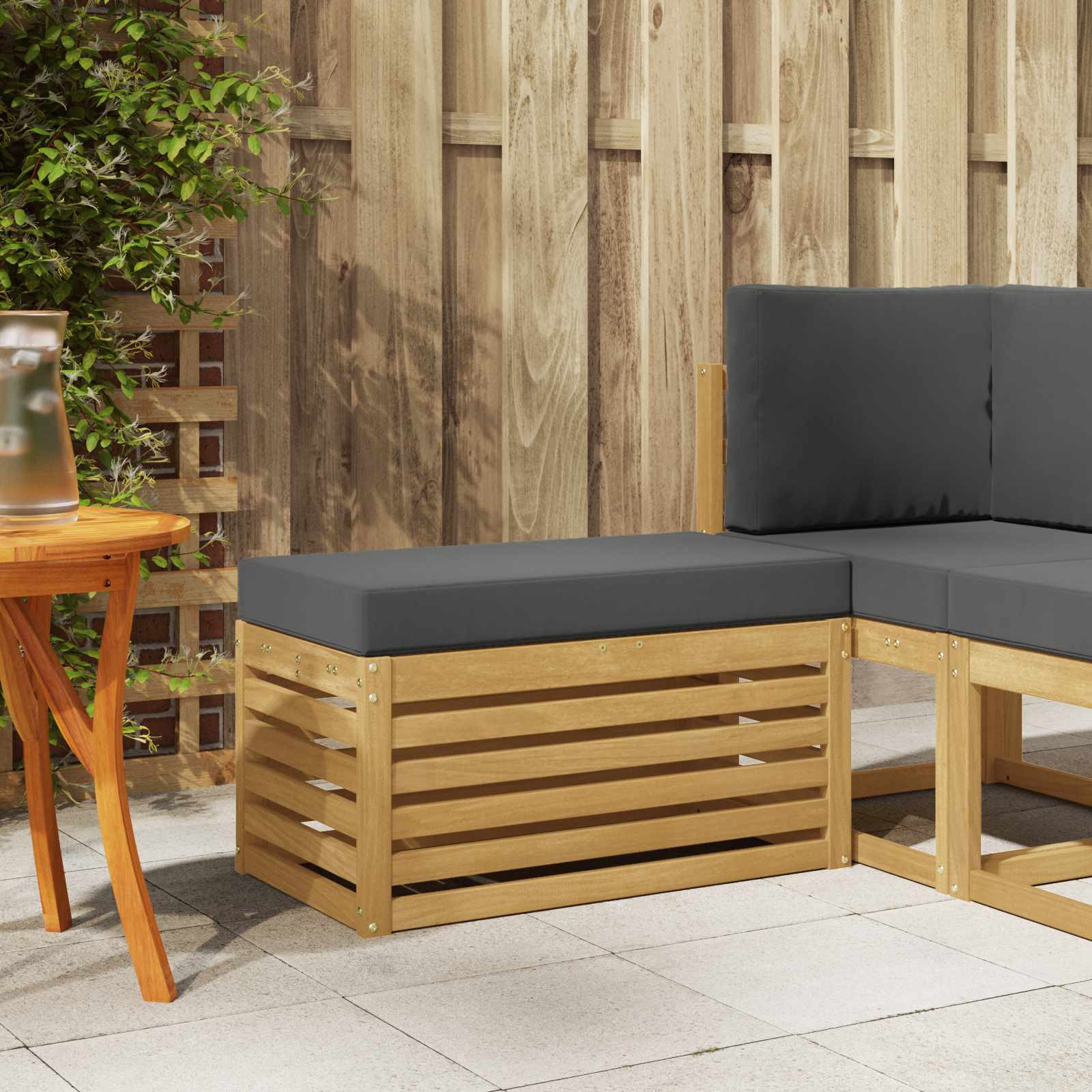 vidaXL Outdoor Hocker Bank Weiß 80 x 43 x 45 cm Massivholz Akazie