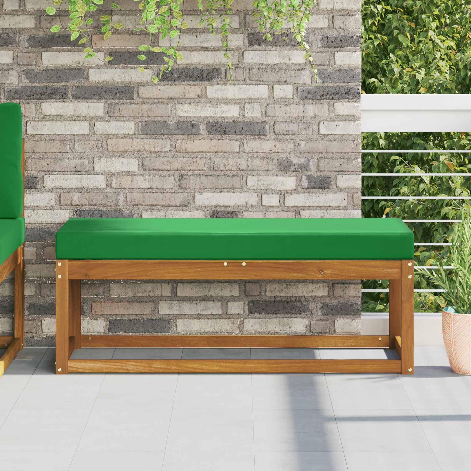 vidaXL Sitzkissen für Outdoor Grün 111,5 x 40 x 8 cm 100 % Polyester