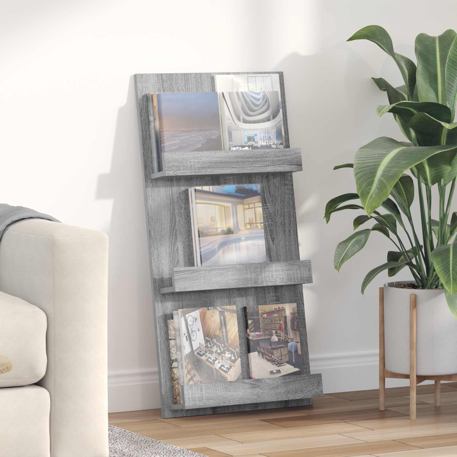 vidaXL Magazinregal Graues Sonoma 51 x 11 x 102 cm Holzwerkstoff