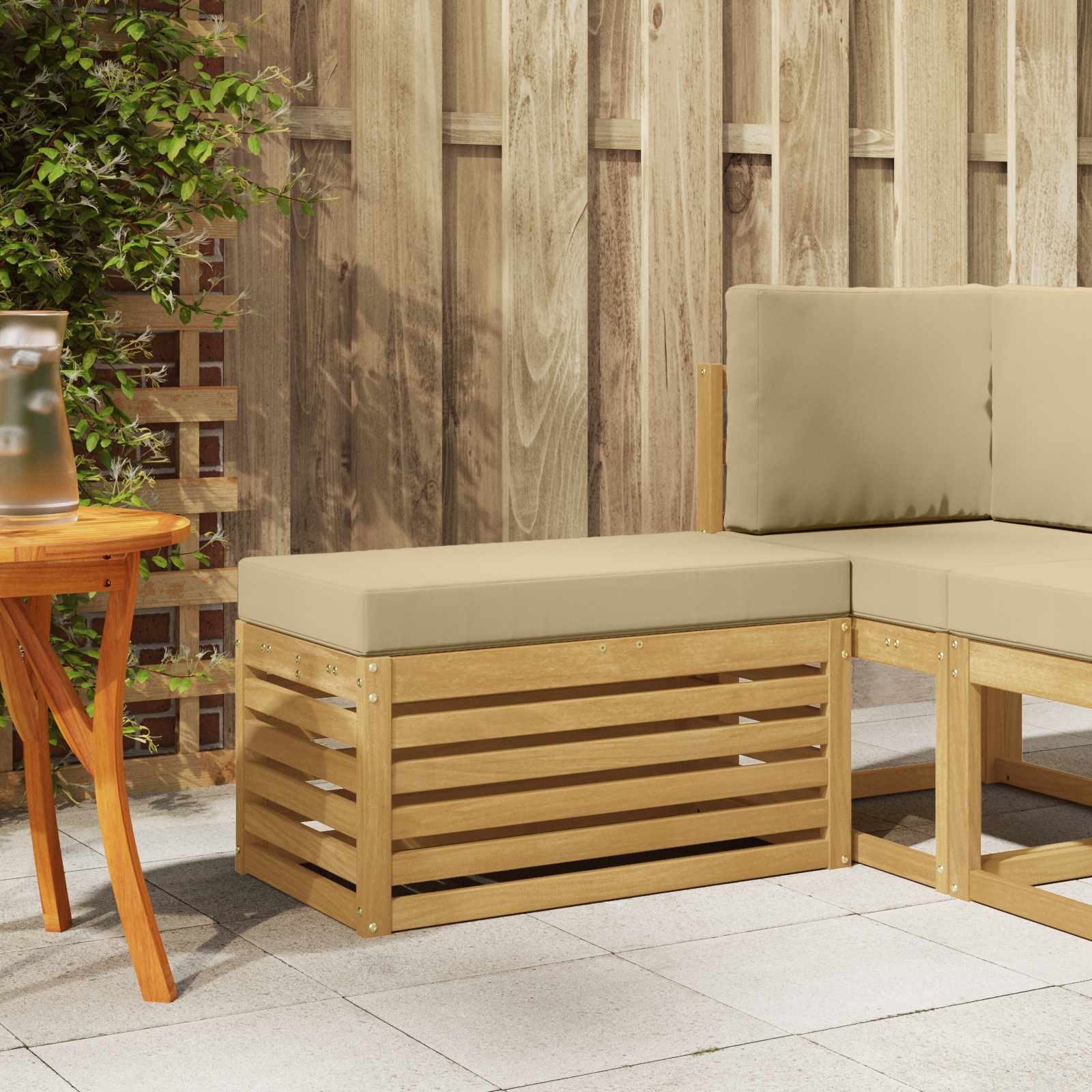 vidaXL Outdoor Hocker Bank Weiß 80 x 43 x 45 cm Massivholz Akazie