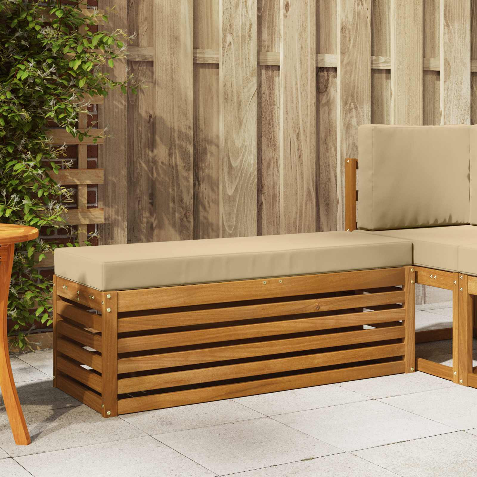 vidaXL Outdoor Hocker Bank Massivholz Akazie Natur