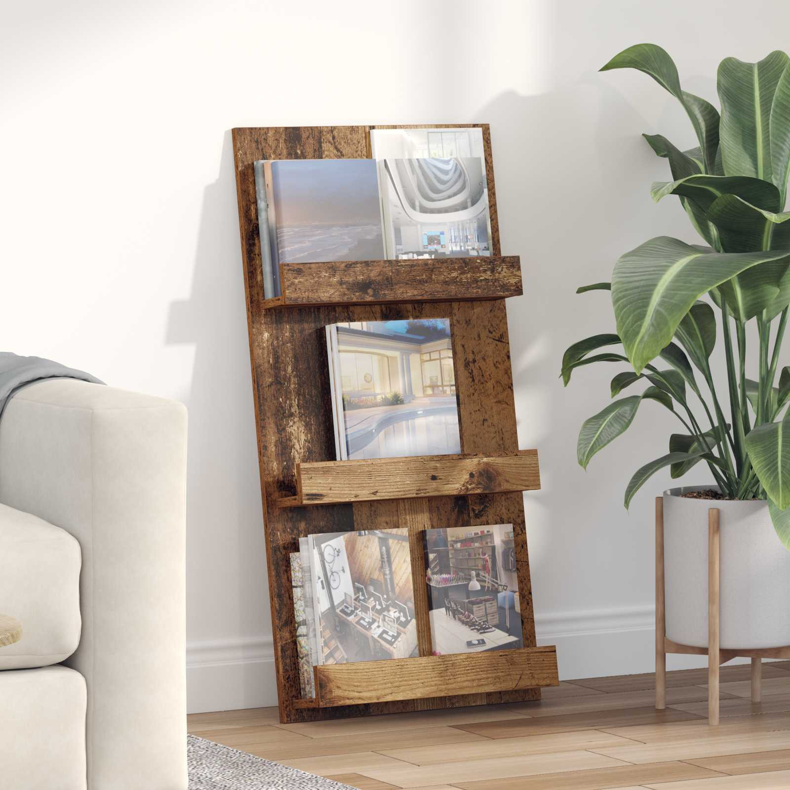 vidaXL Magazinregal mit Regal Altholz 51 x 11 x 102 cm Holzwerkstoff