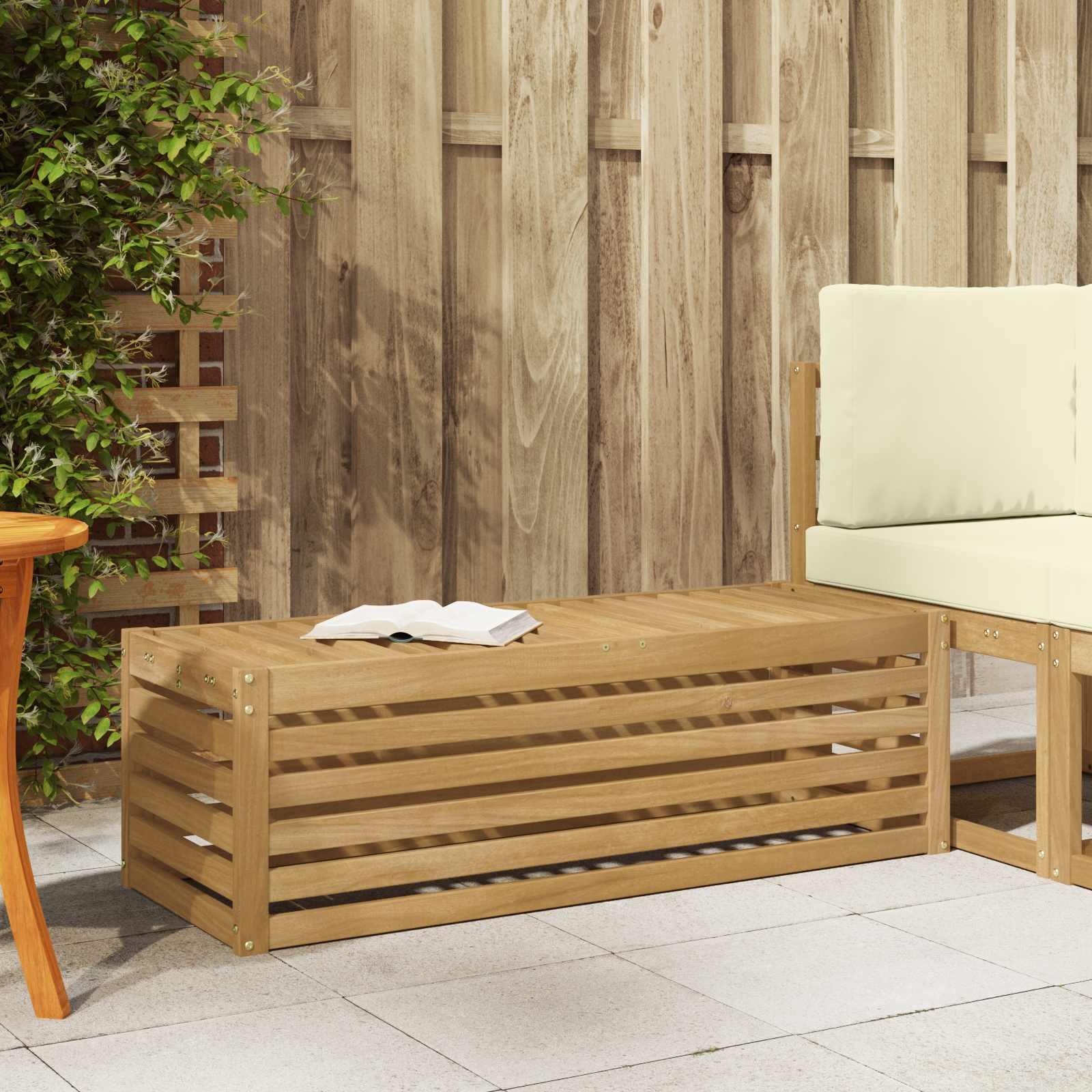 vidaXL Outdoor Hocker Bank Weiß 115 x 43 x 37 cm Massivholz Akazie