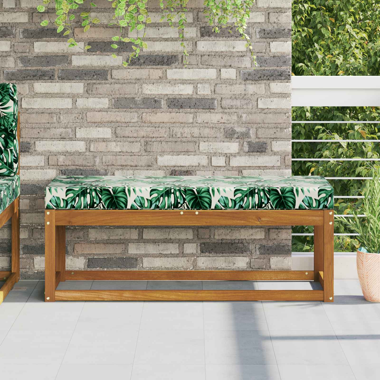 vidaXL Sitzkissen für Outdoor Tropische Blätter 111,5 x 40 x 8 cm