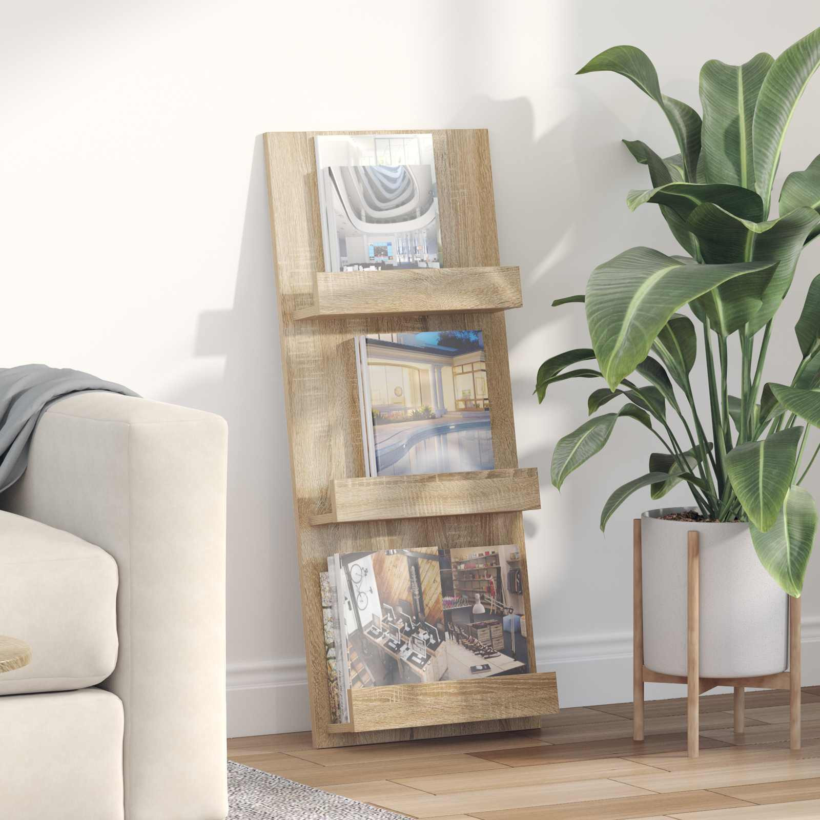 vidaXL Magazinregal Sonoma-Eiche 43 x 11 x 102 cm Holzwerkstoff