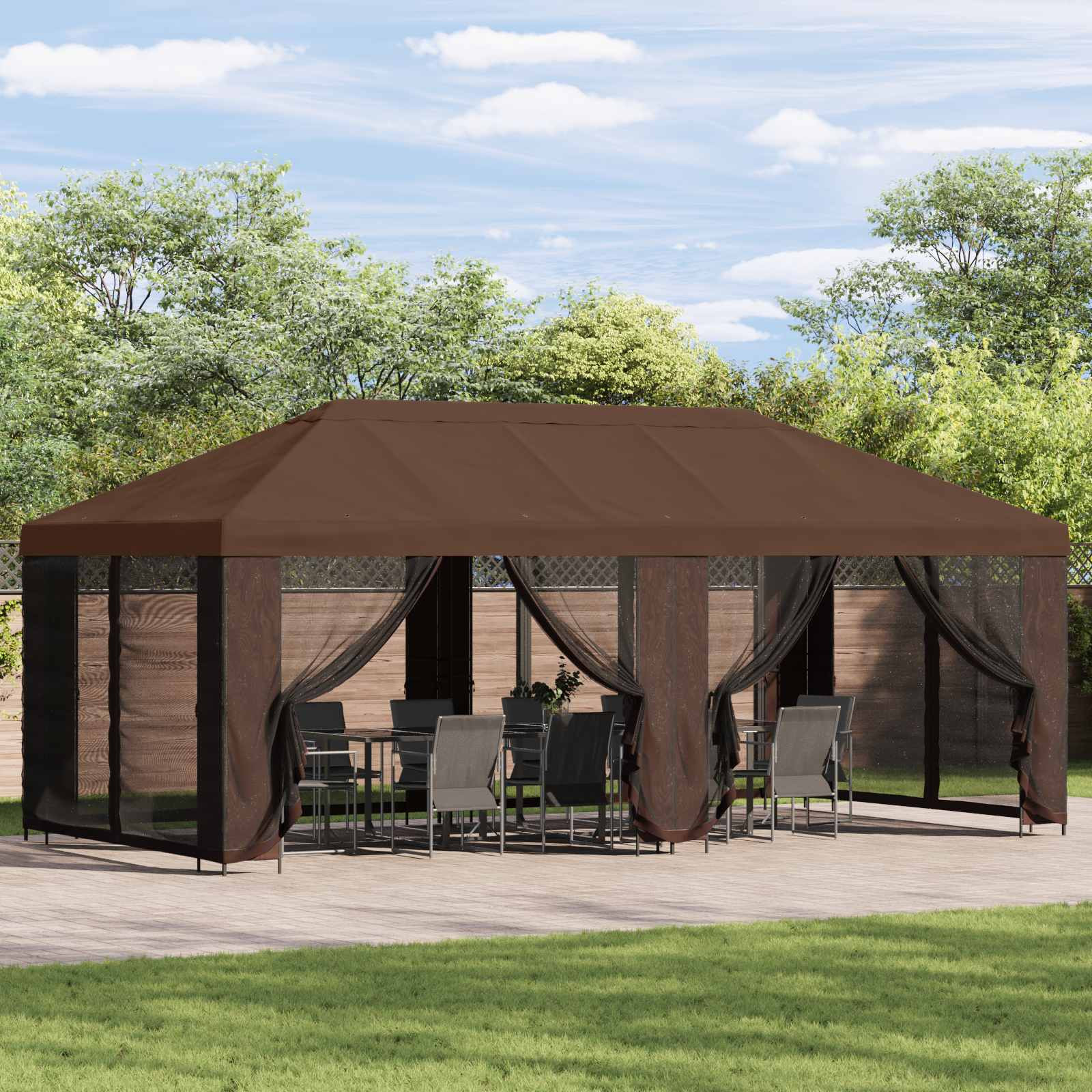 vidaXL Pavillon Dach mit Seitenwänden Braun 600,5 x 300,5 cm Polyester