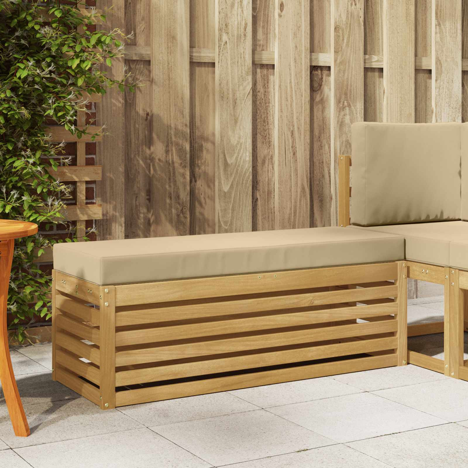 vidaXL Outdoor Hocker Bank Weiß 115 x 43 x 45 cm Massivholz Akazie