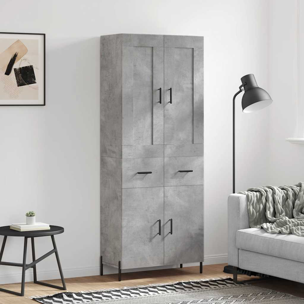 vidaXL Highboard Betongrau 69,5x34x180 cm Holzwerkstoff