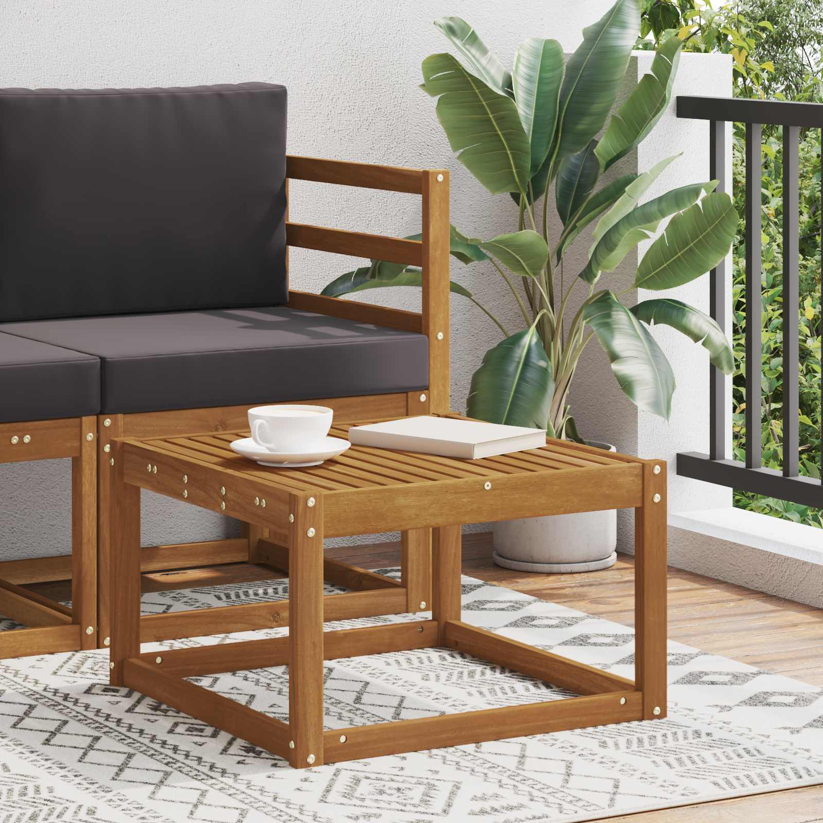 vidaXL Tisch für Outdoor Massivholz Akazie Natur 59 x 59 x 37 cm