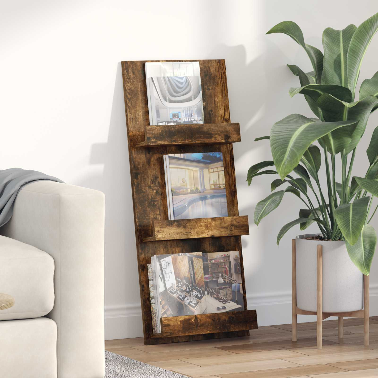 vidaXL Magazinregal Geräucherte Eiche 43 x 11 x 102 cm Holzwerkstoff