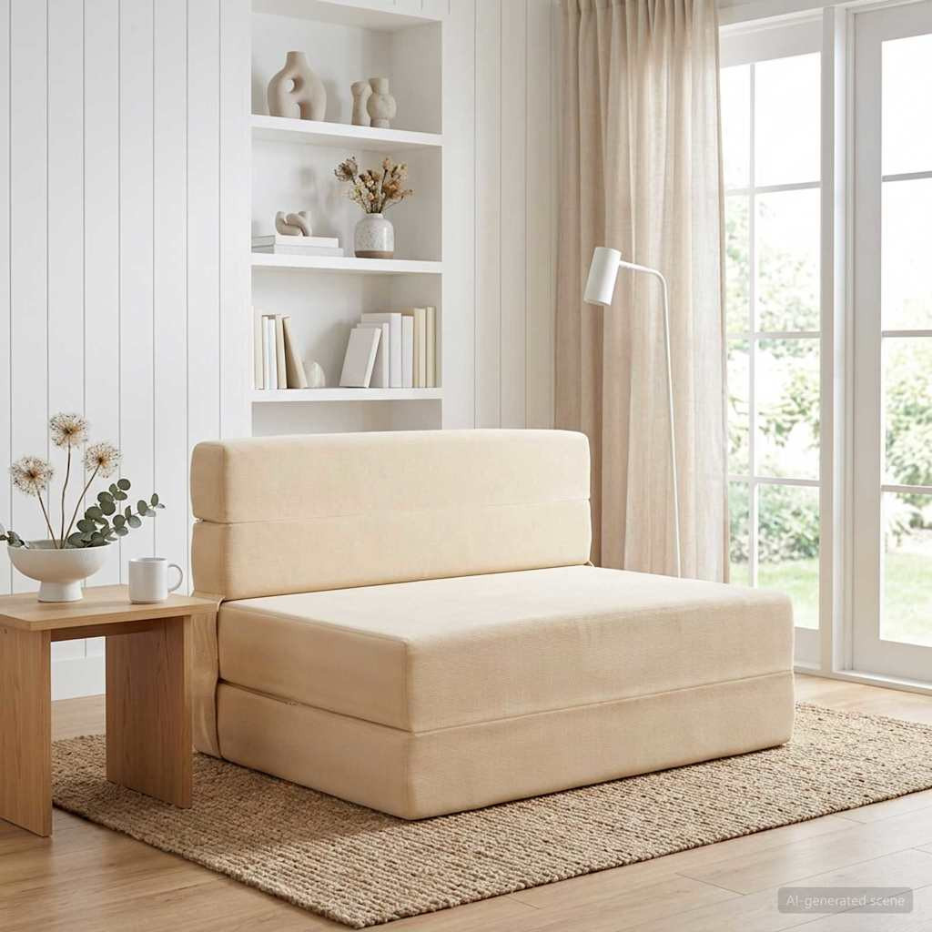 vidaXL Klappsofa Bett Creme 70 x 72 x 60 cm Stoff
