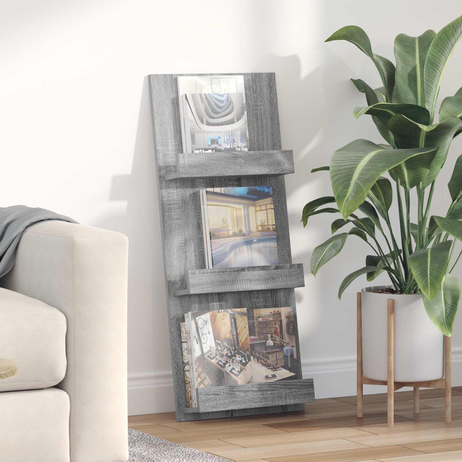vidaXL Magazinregal Graues Sonoma 43 x 11 x 102 cm Holzwerkstoff
