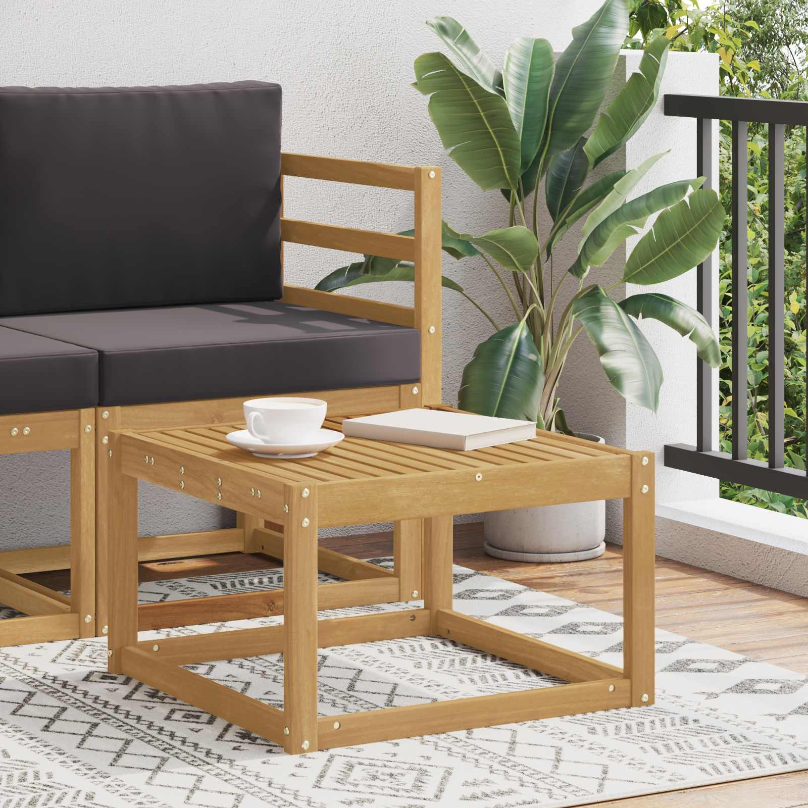 vidaXL Tisch für Outdoor Massivholz Akazie Weiß 59 x 59 x 37 cm