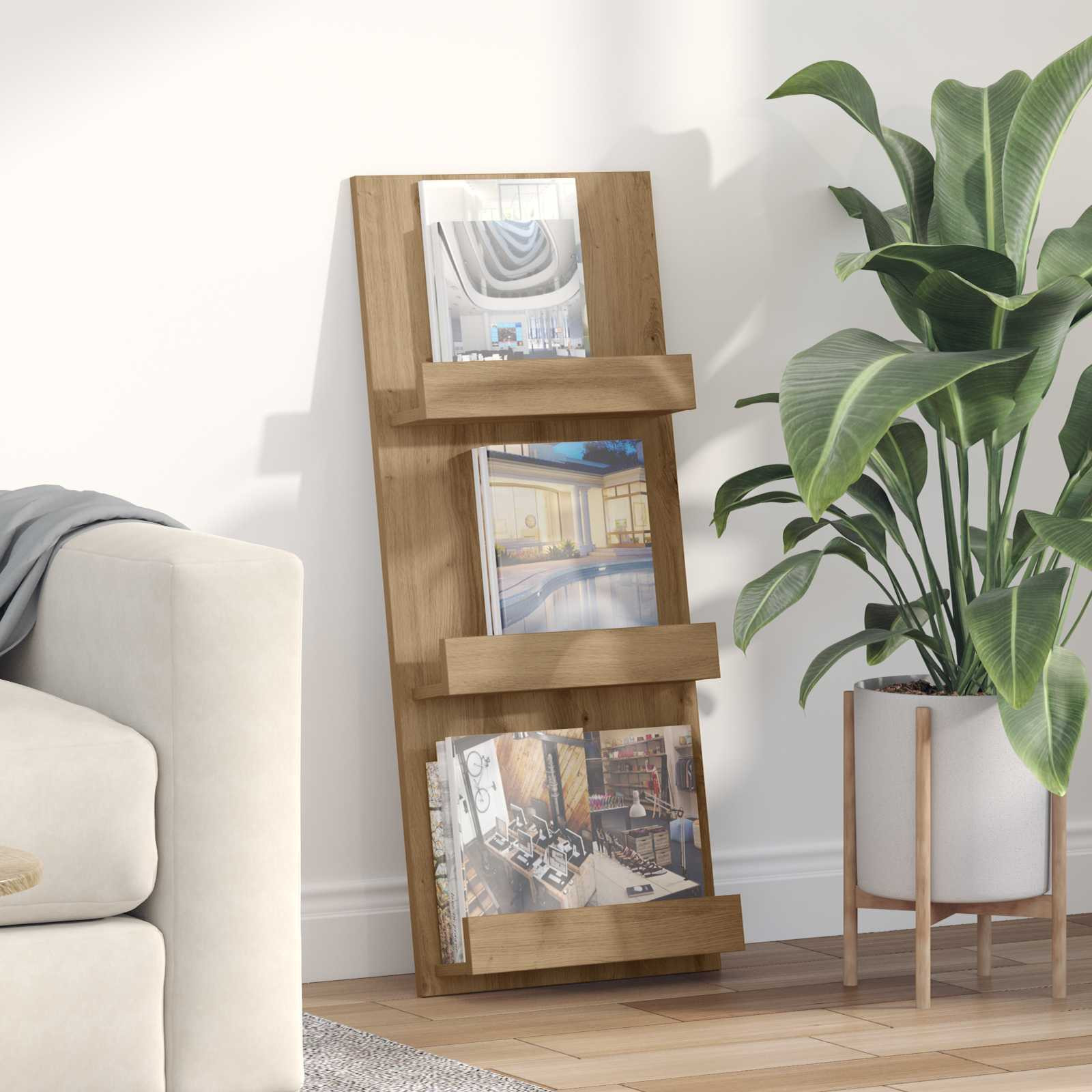 vidaXL Magazinregal Artisan-Eiche 43 x 11 x 102 cm Holzwerkstoff