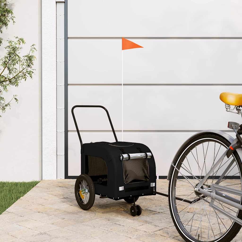 vidaXL Fahrradanhänger für Haustiere Schwarz 125 x 53 x 54 cm