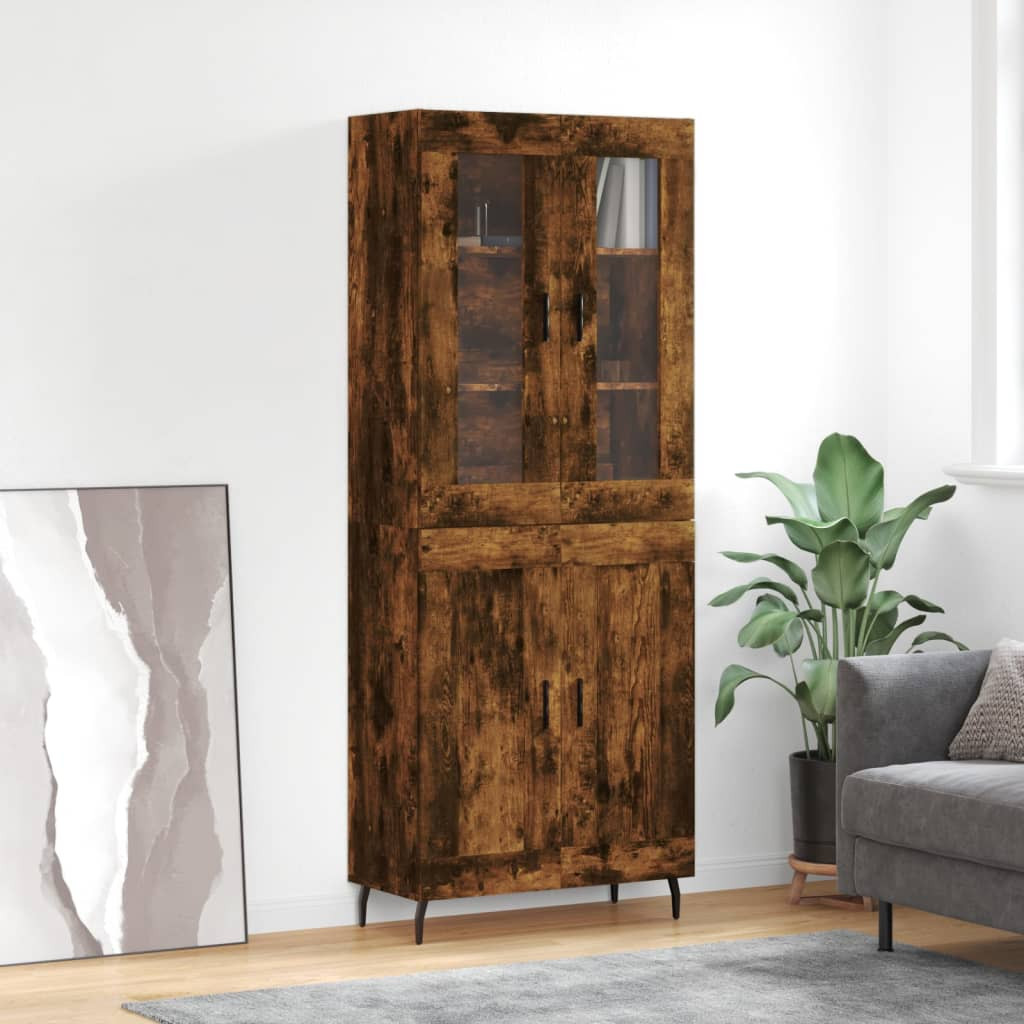 vidaXL Highboard Räuchereiche 69,5x34x180 cm Holzwerkstoff