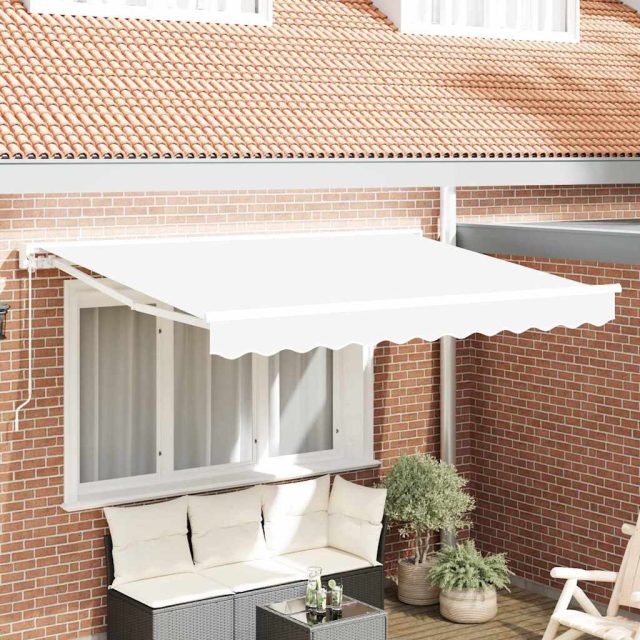 vidaXL Markisenrahmen Weiß 350 x 200 cm Polyester mit PU-Beschichtung