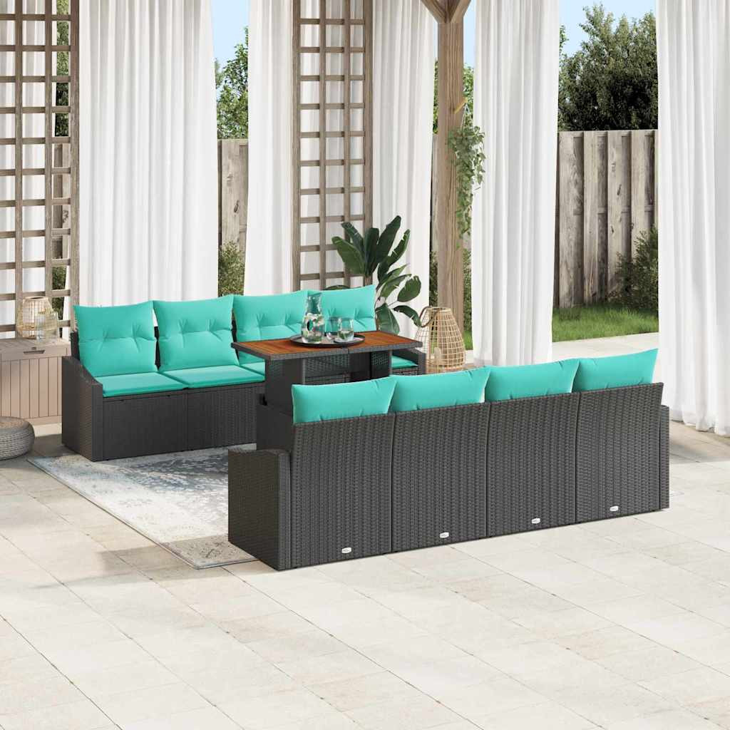 vidaXL Gartensofa-set 9 stk. 8-Sitzanzahl Schwarz und Türkis
